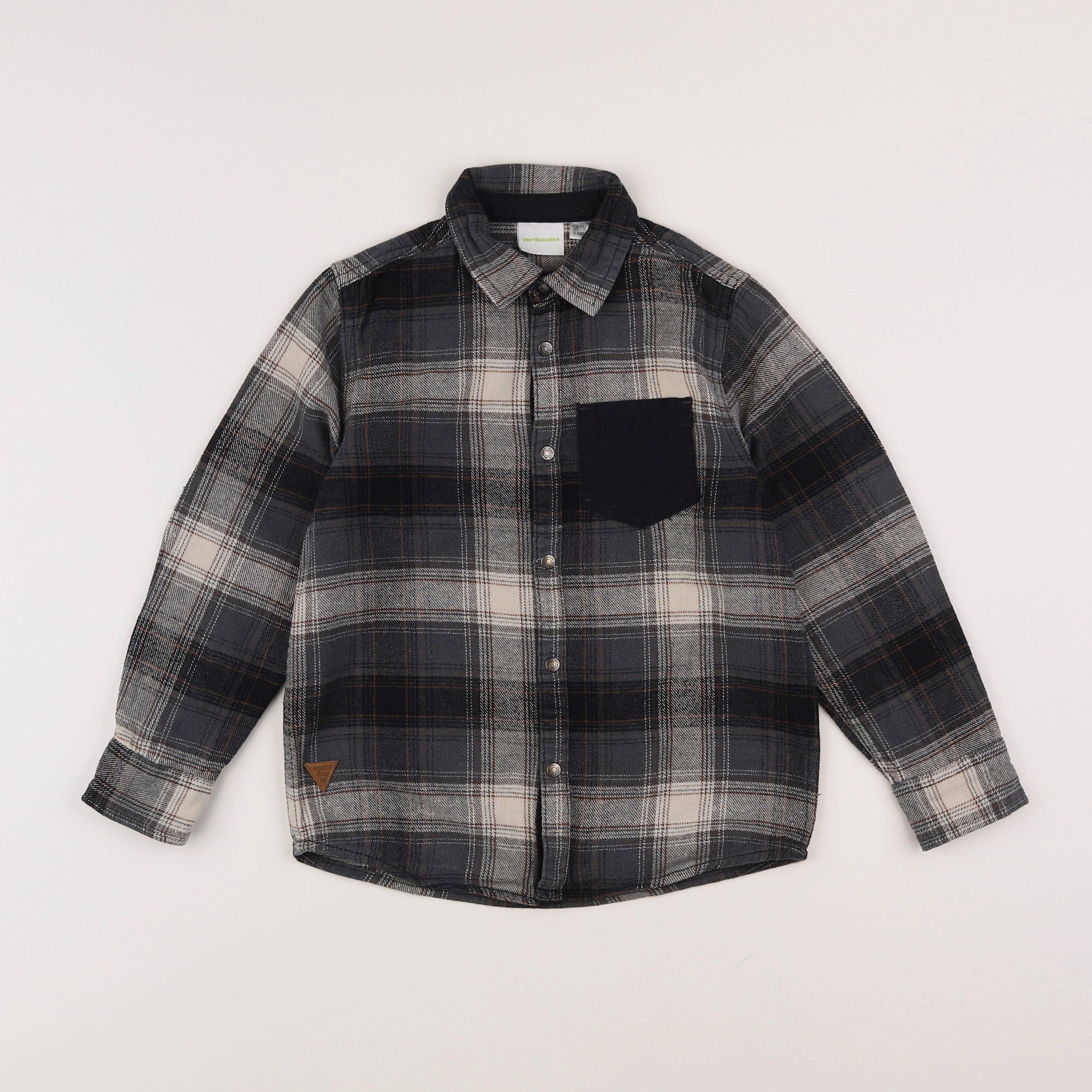 Vertbaudet - chemise gris - 8 ans