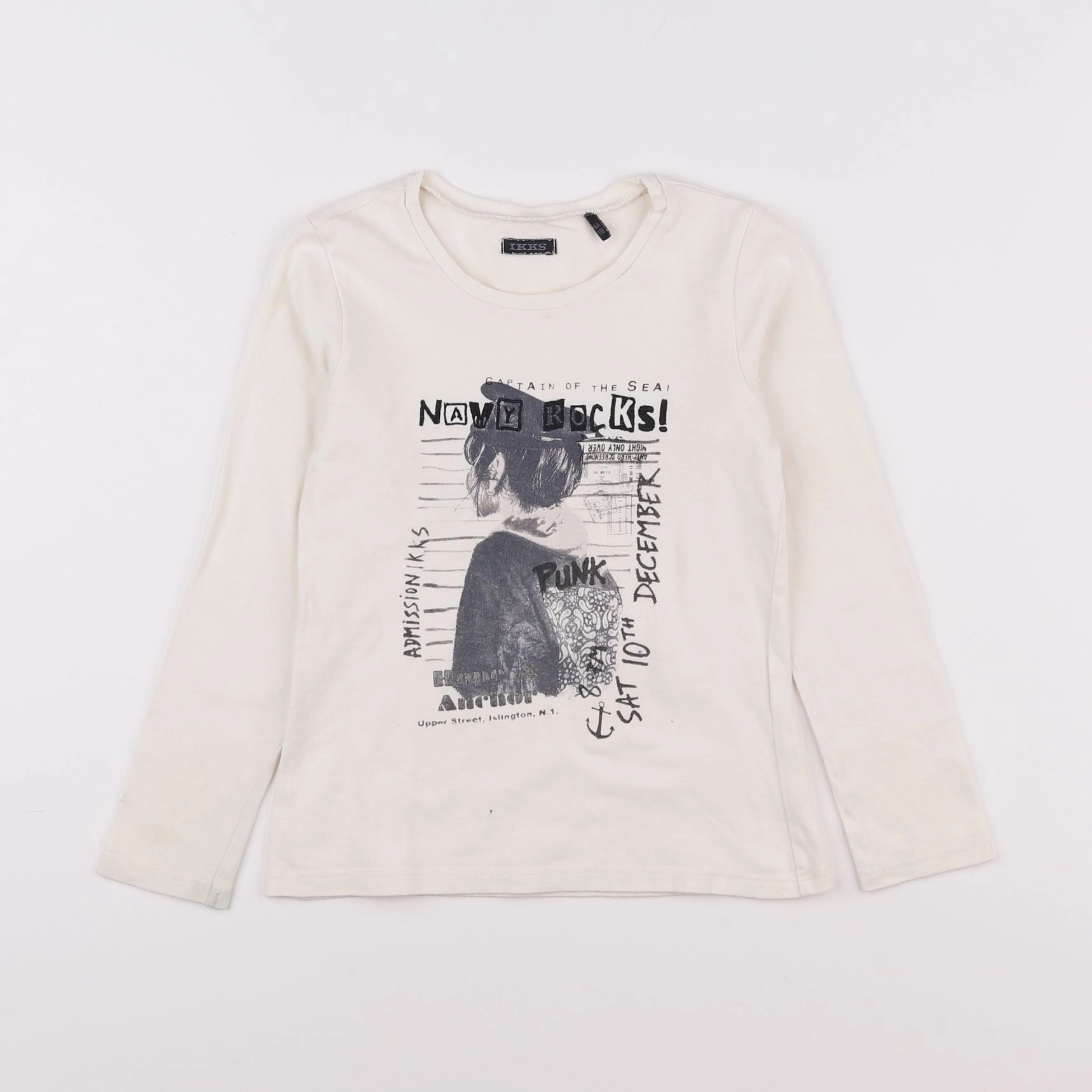 IKKS - tee-shirt blanc, gris - 6 ans