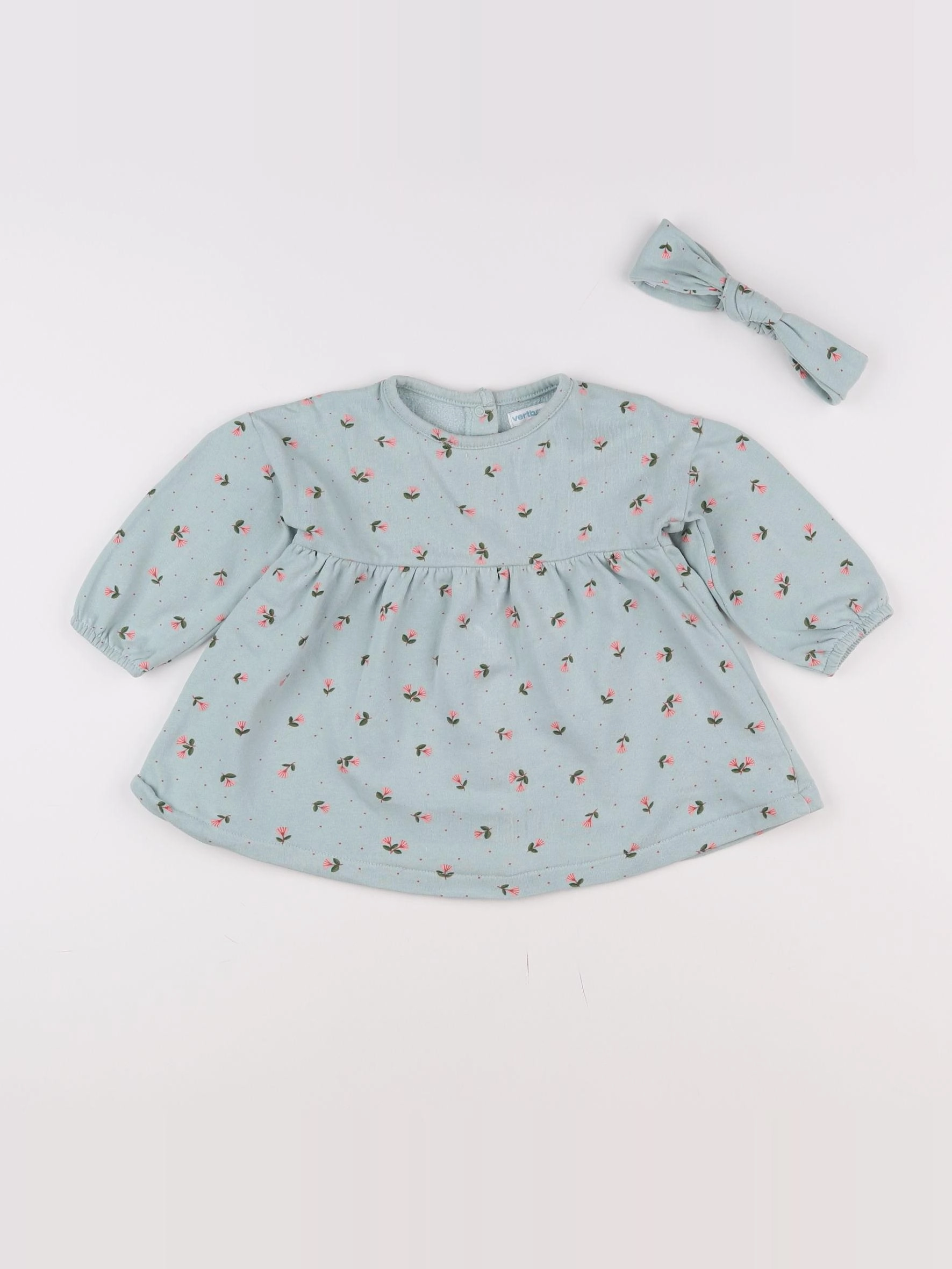 Vertbaudet - robe vert - 12 mois