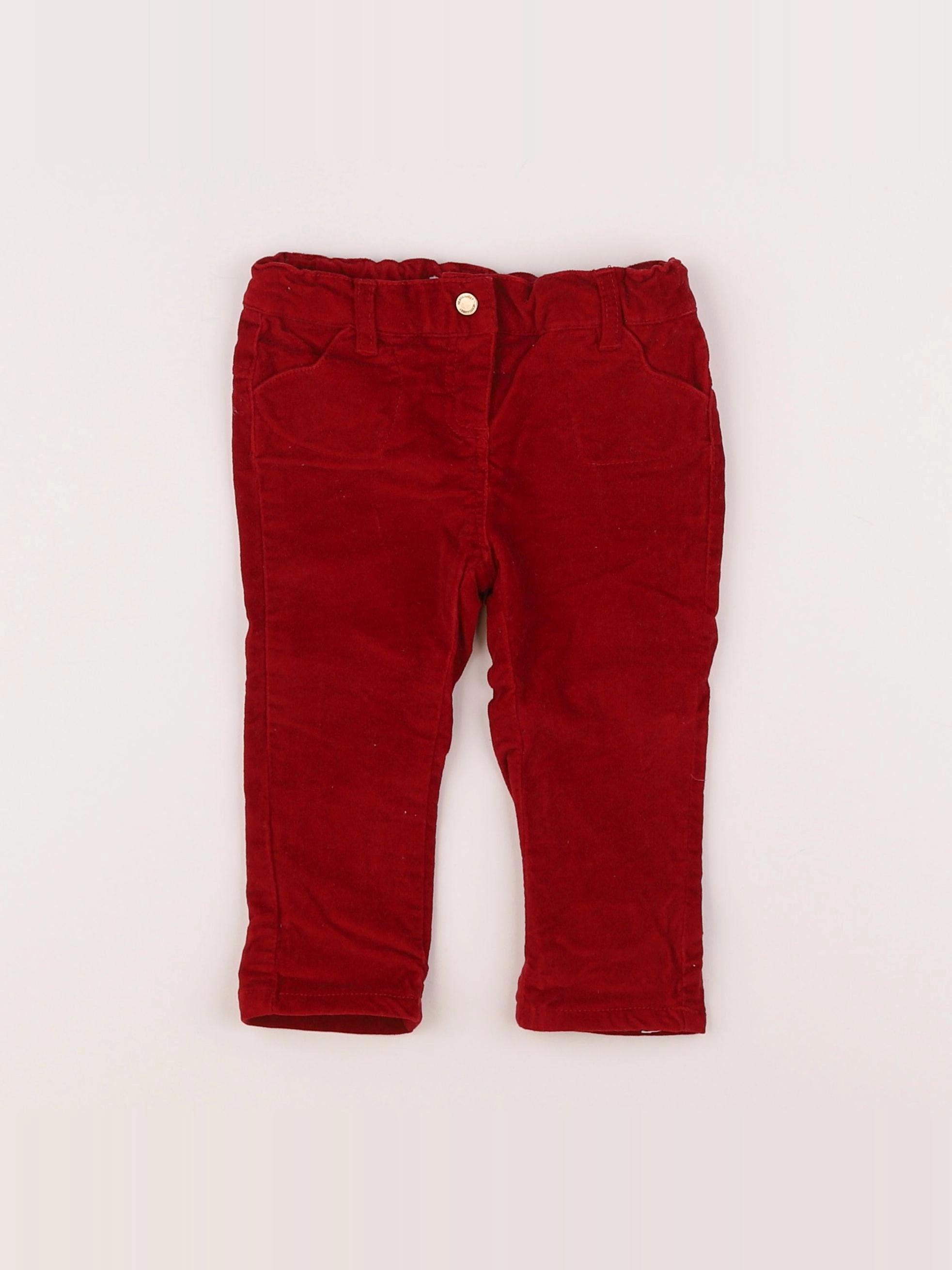 Vertbaudet - pantalon rouge - 9 mois