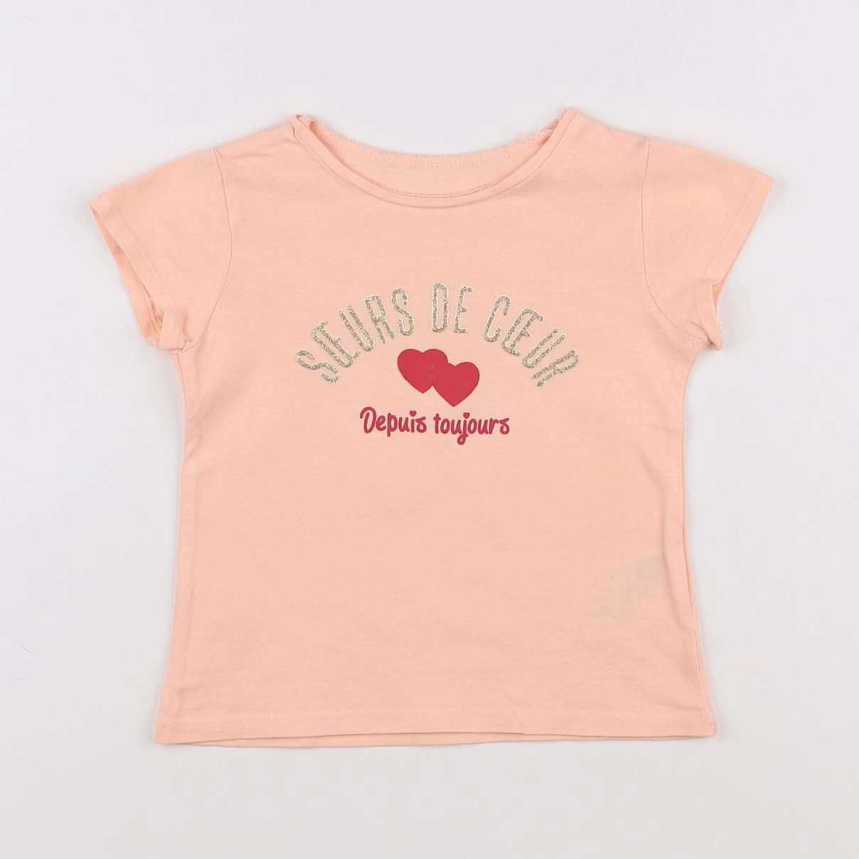 Vertbaudet - tee-shirt rose, or - 2 ans