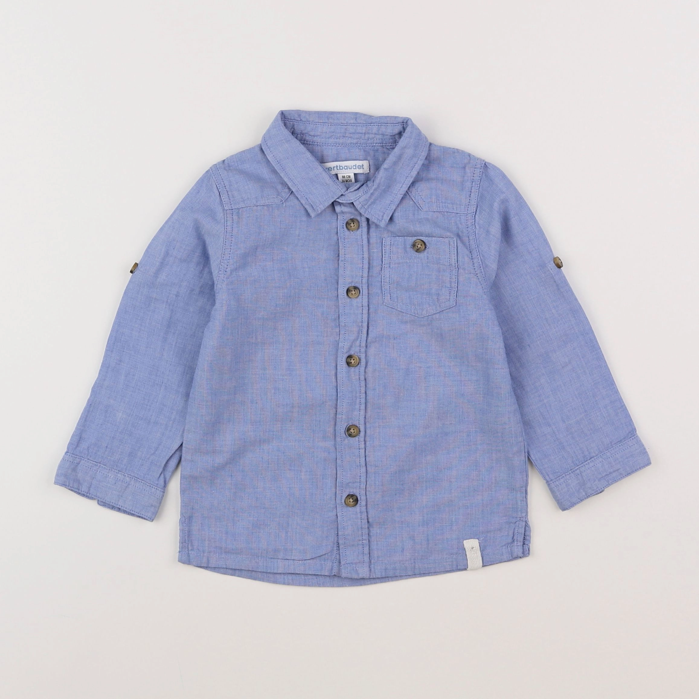 Vertbaudet - chemise bleu - 2 ans