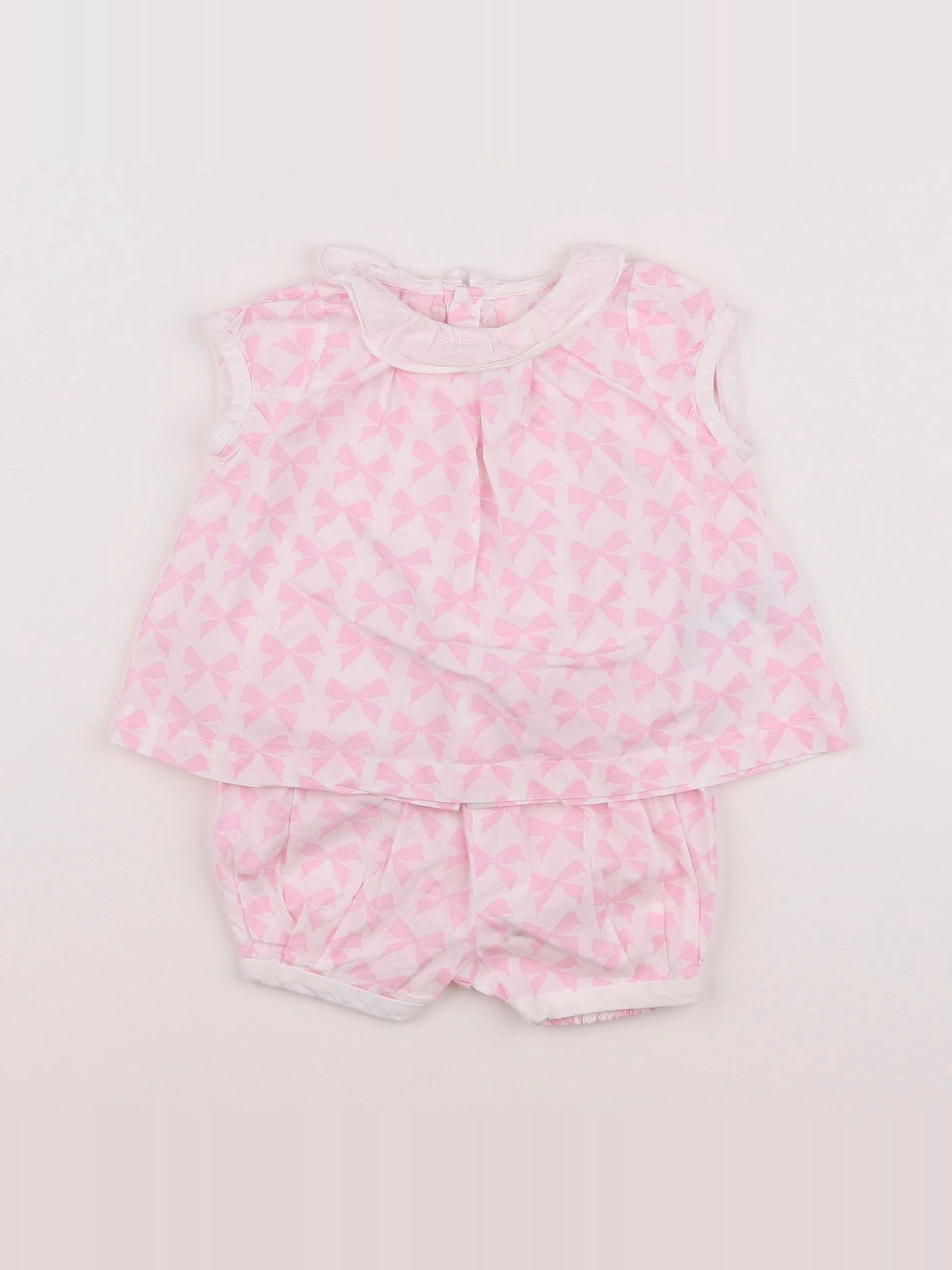 Jacadi - ensemble blanc, rose - 6 mois