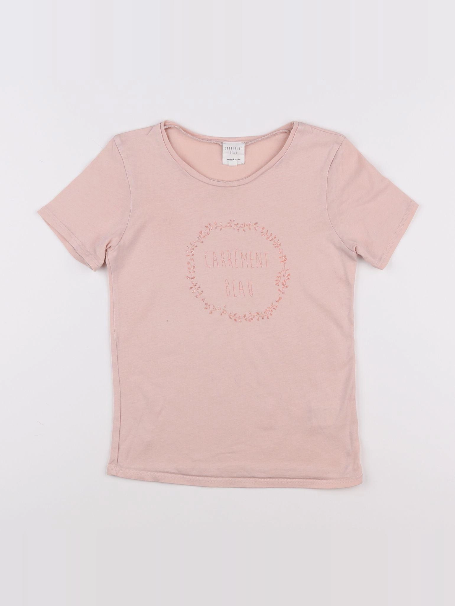 Carrément Beau - tee-shirt rose - 8 ans