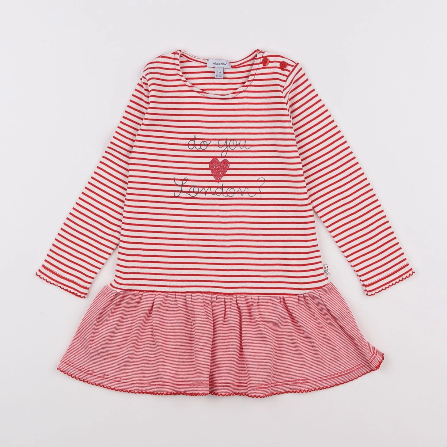 Absorba - robe blanc, rouge - 2 ans