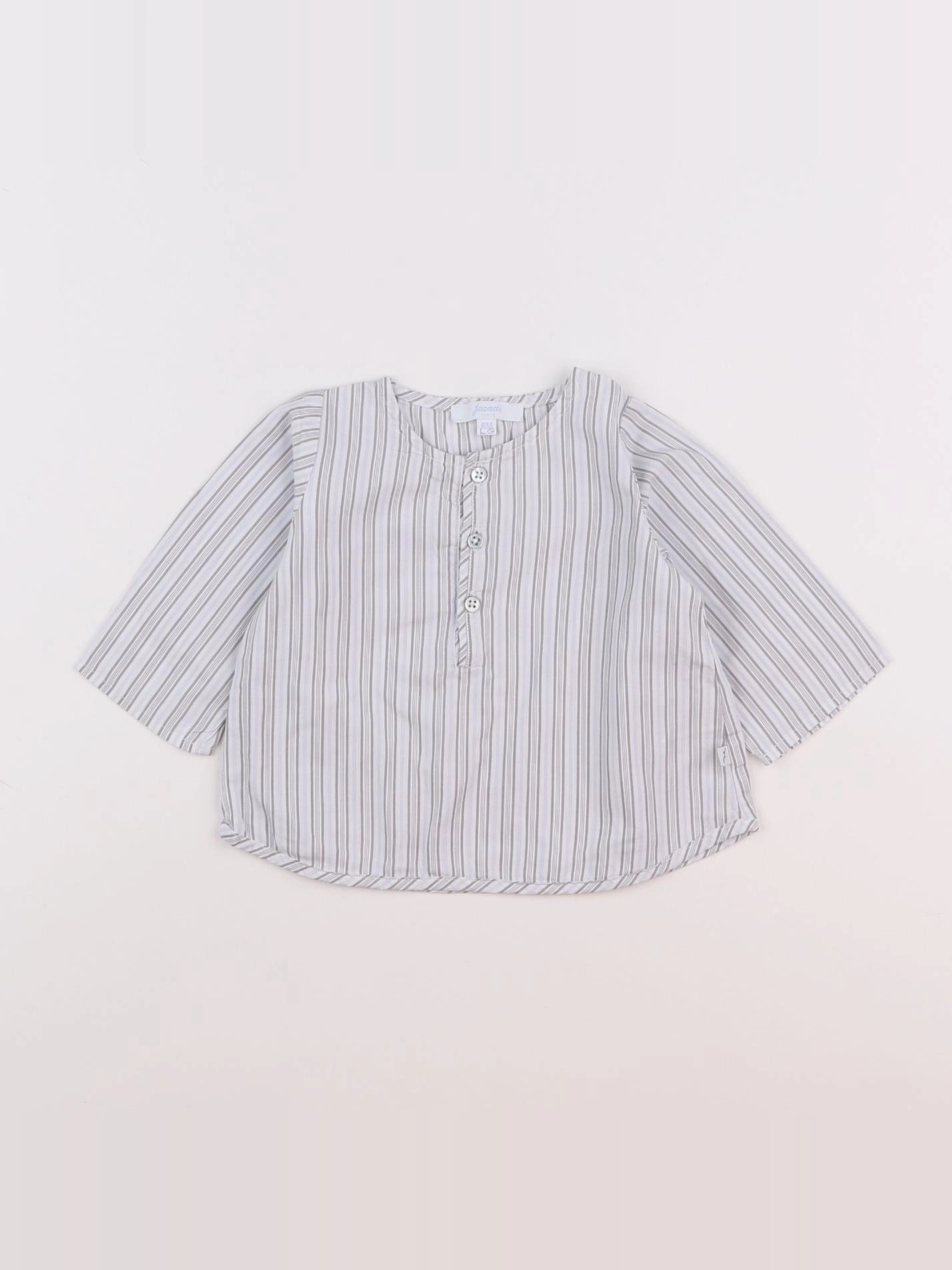 Jacadi - chemise blanc, bleu - 6 mois