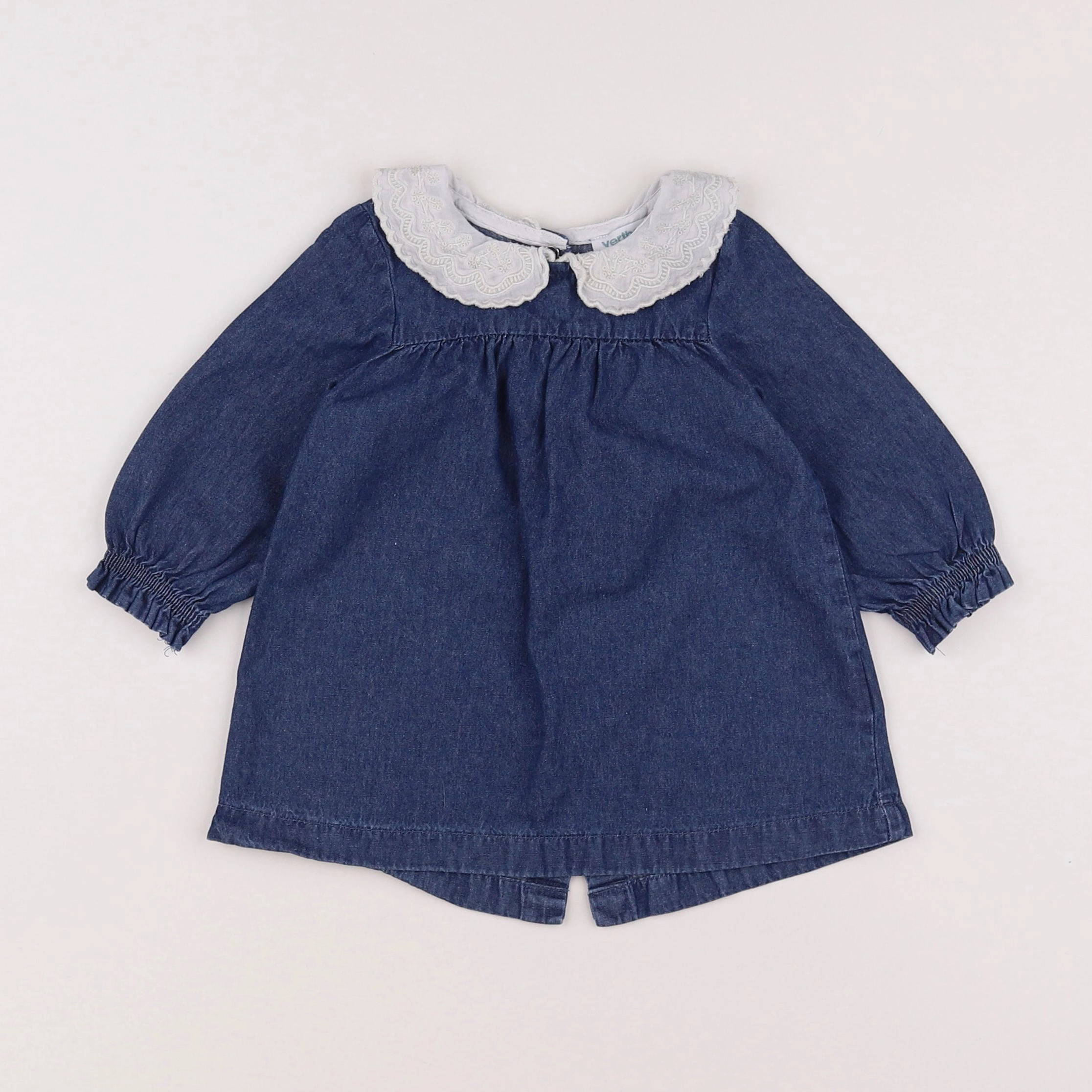 Vertbaudet - robe blanc, bleu - 6 mois