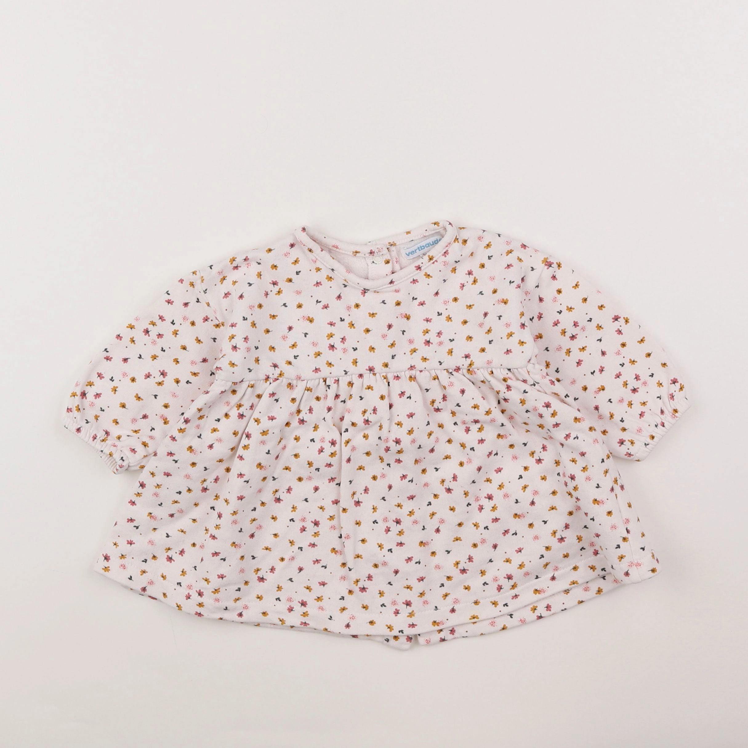 Vertbaudet - robe blanc, rose - 9 mois
