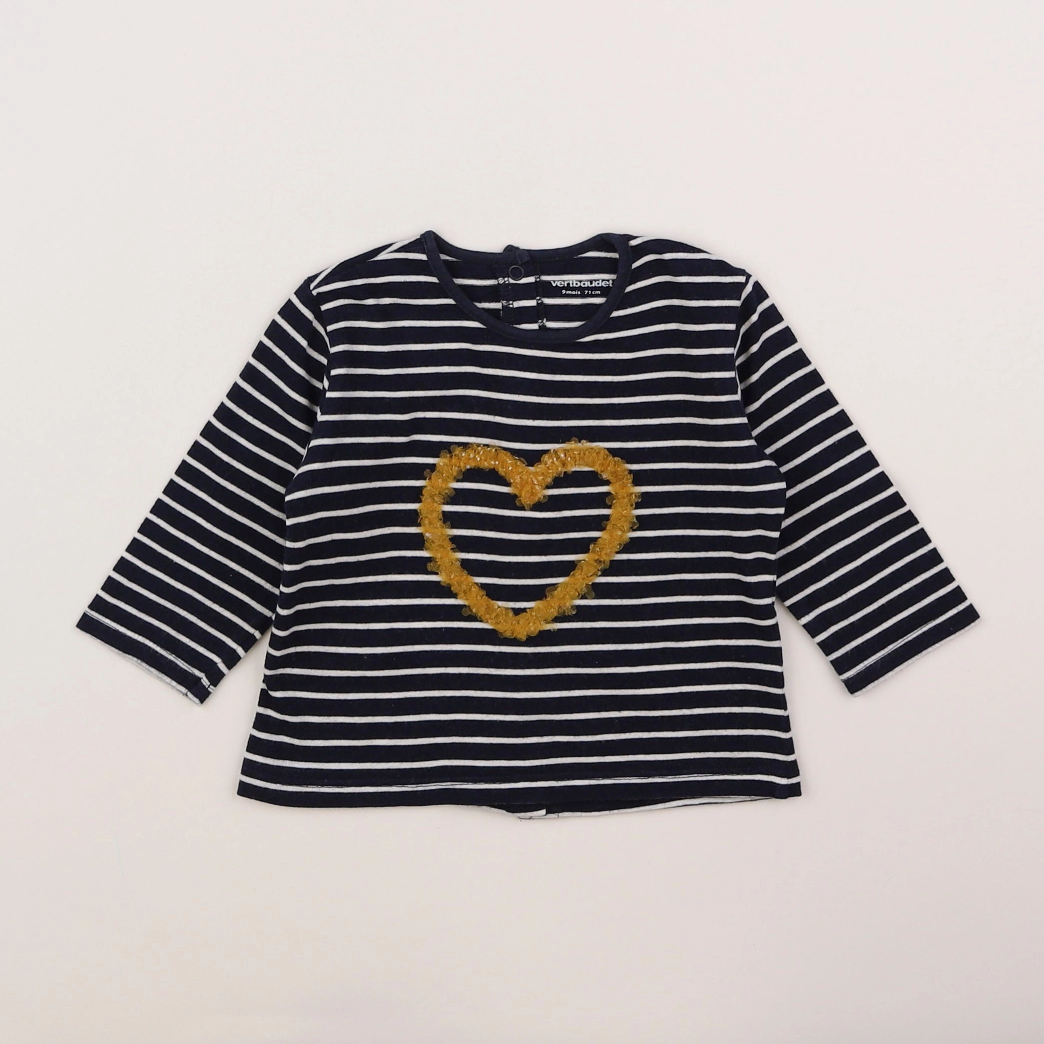 Vertbaudet - tee-shirt bleu, blanc - 9 mois