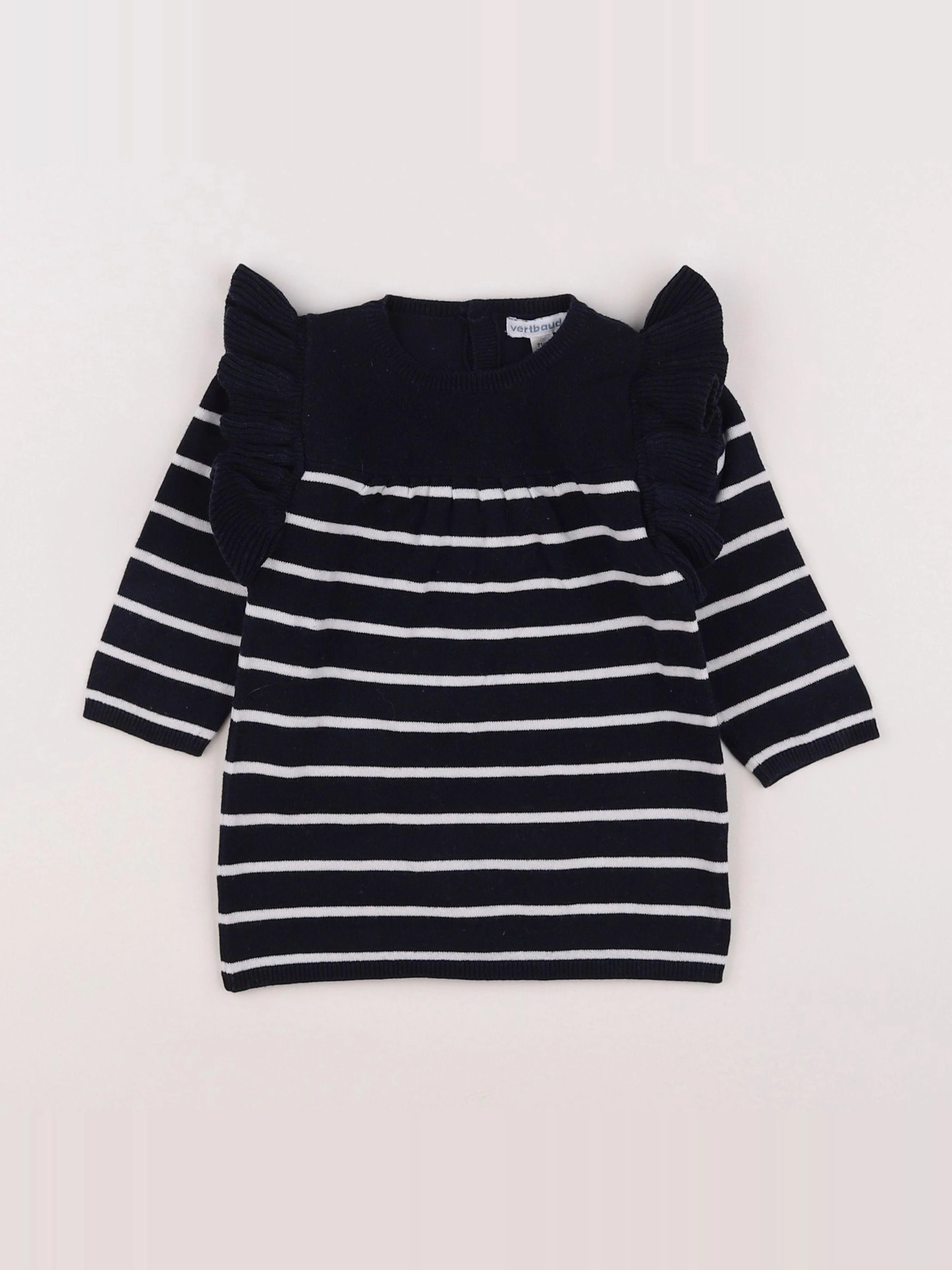 Vertbaudet - robe blanc, bleu - 9 mois