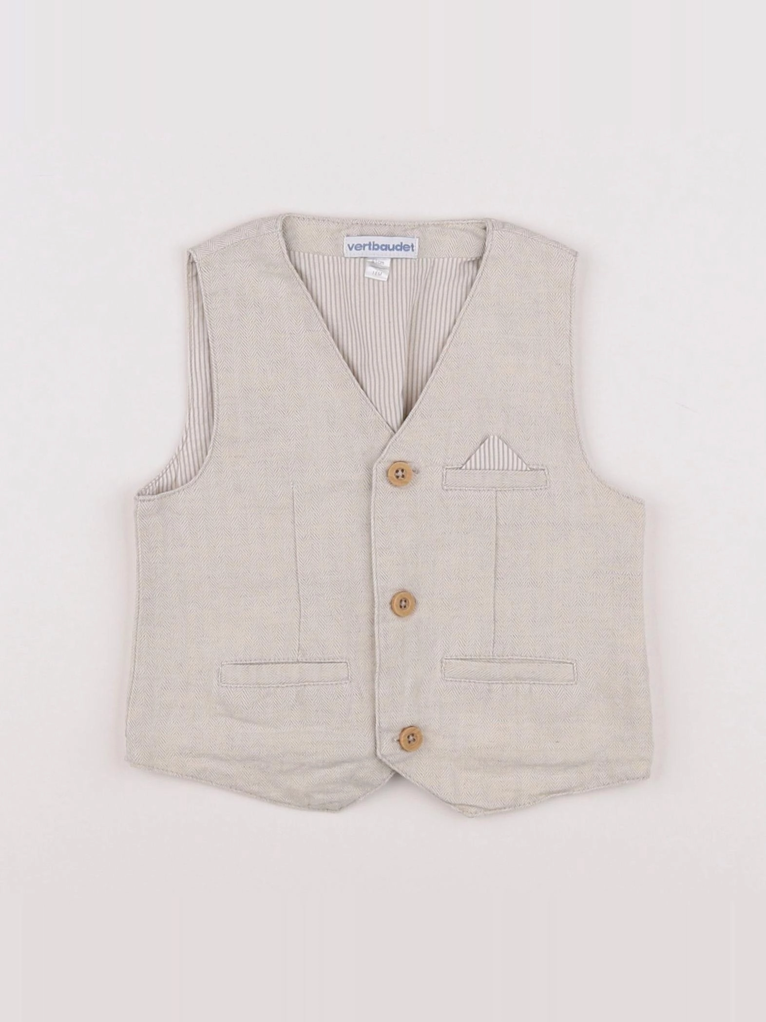 Vertbaudet - gilet beige - 18 mois