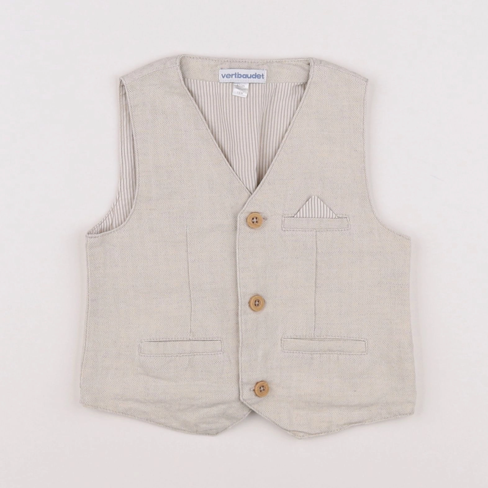 Vertbaudet - gilet beige - 18 mois