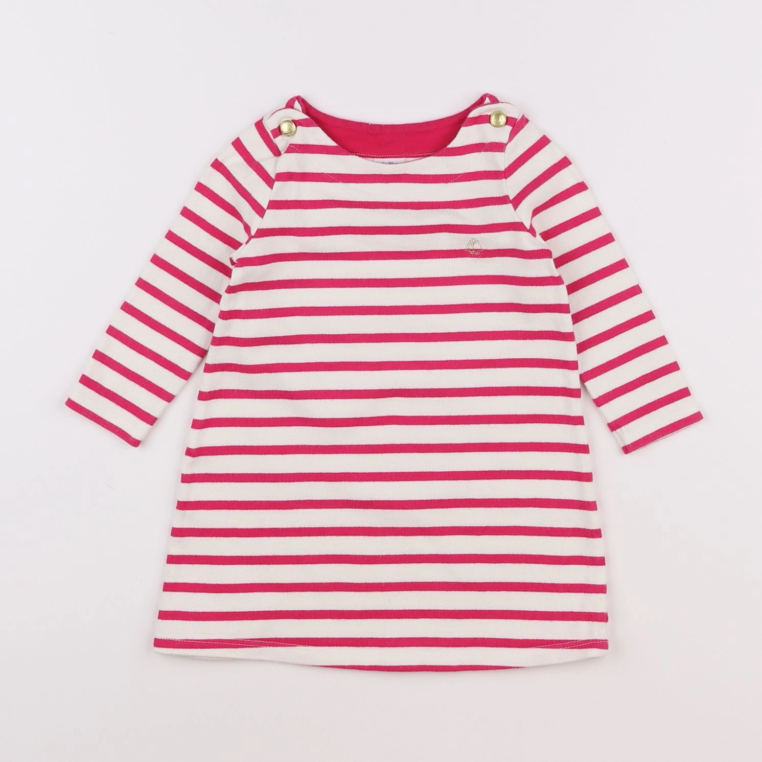 Petit Bateau - robe blanc, rose - 18 mois