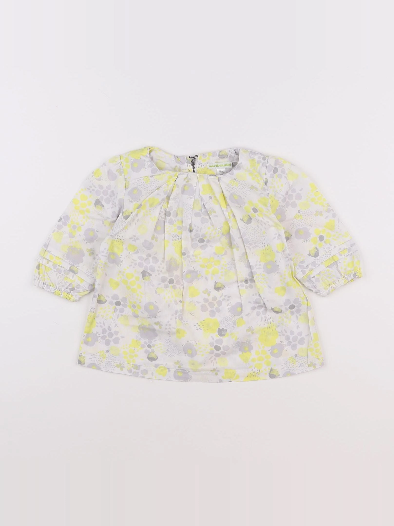 Vertbaudet - robe jaune, blanc - 3 ans
