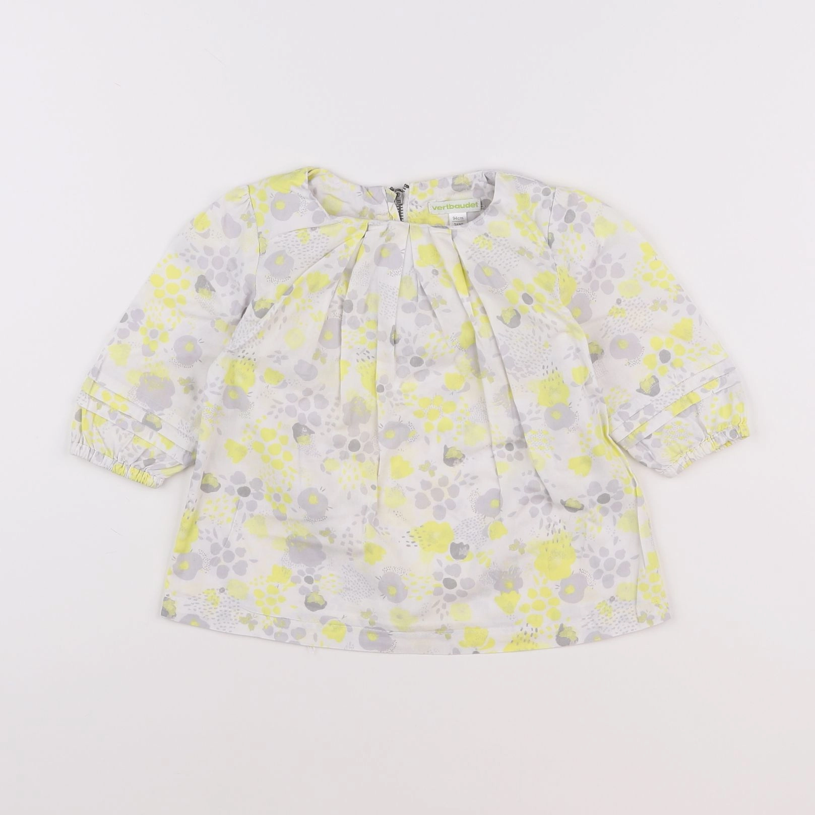 Vertbaudet - robe jaune, blanc - 3 ans