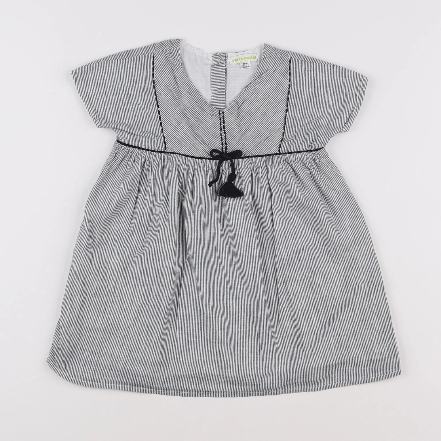 Vertbaudet - robe blanc, gris - 2 ans
