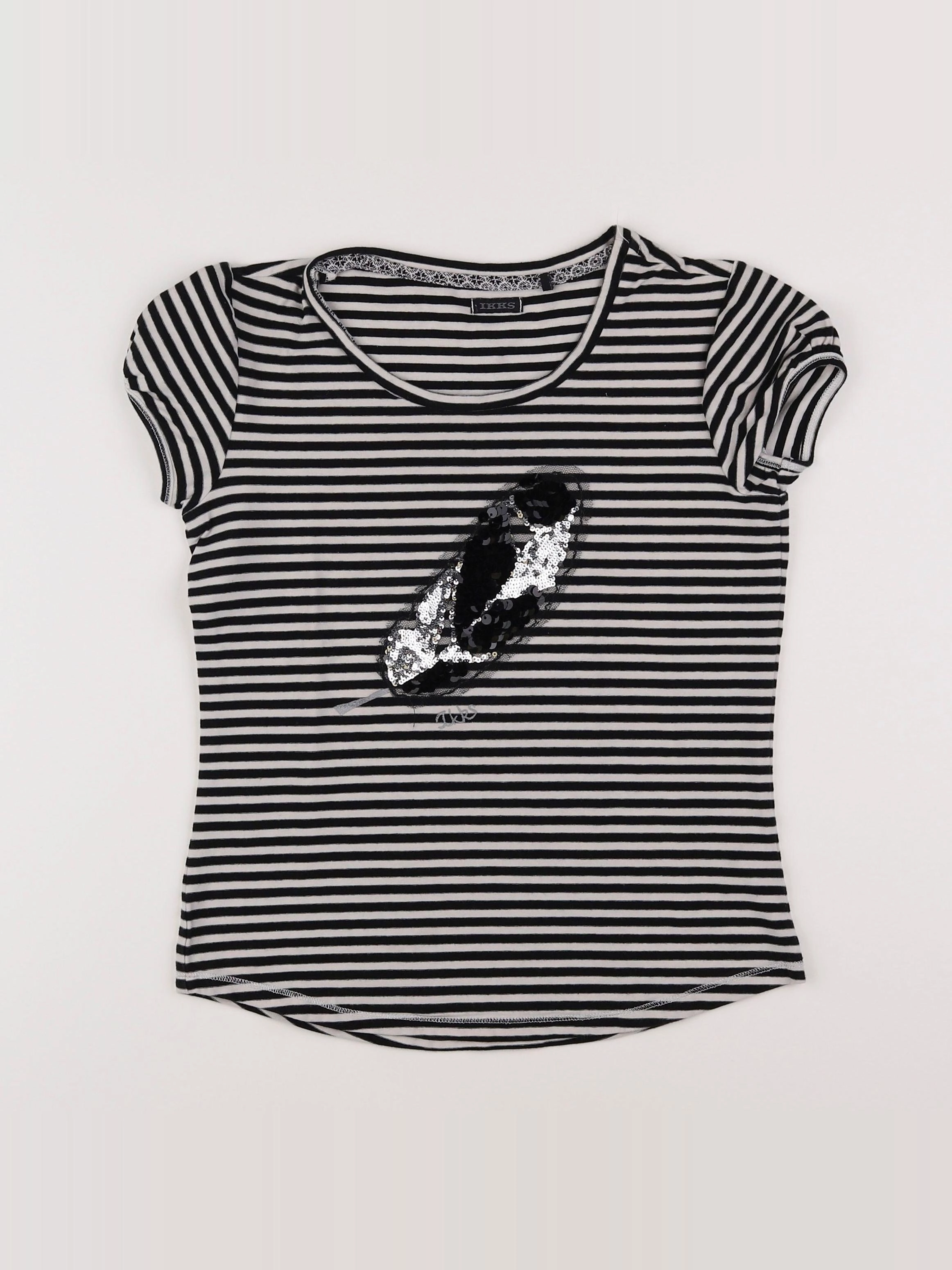 IKKS - tee-shirt beige, noir, argent - 12 ans
