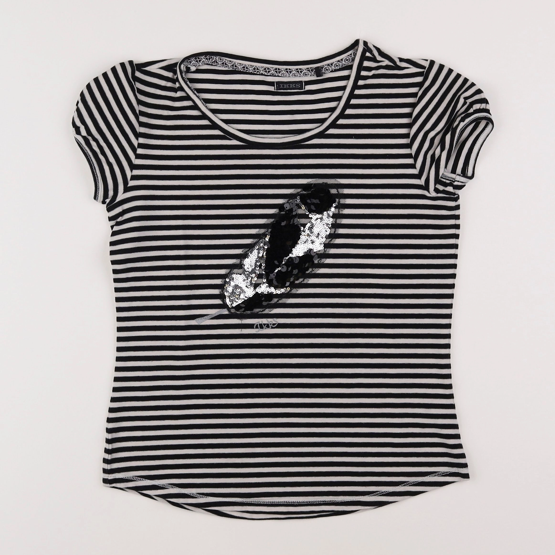 IKKS - tee-shirt beige, noir, argent - 12 ans