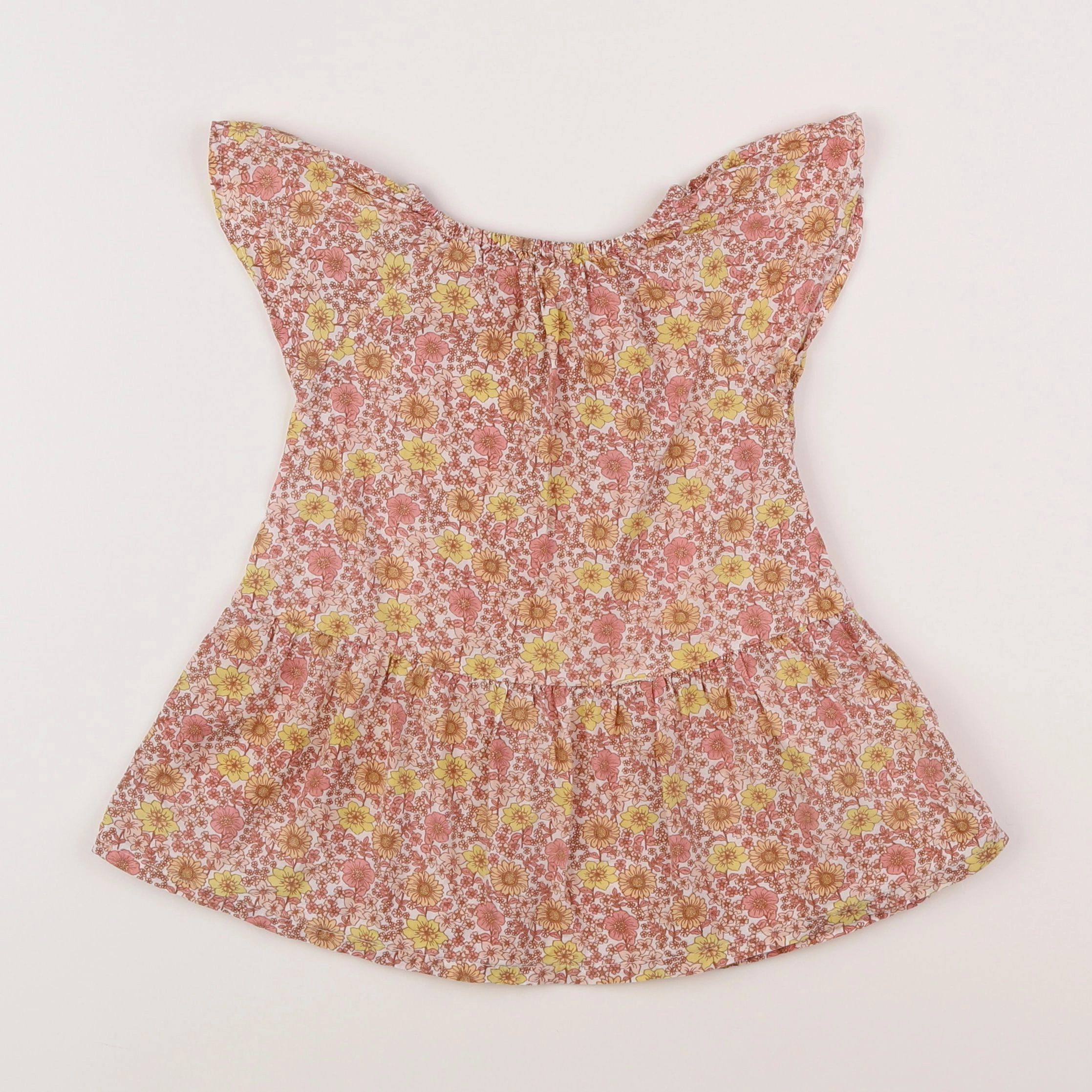 Vertbaudet - robe blanc, orange, multicolore - 9 mois
