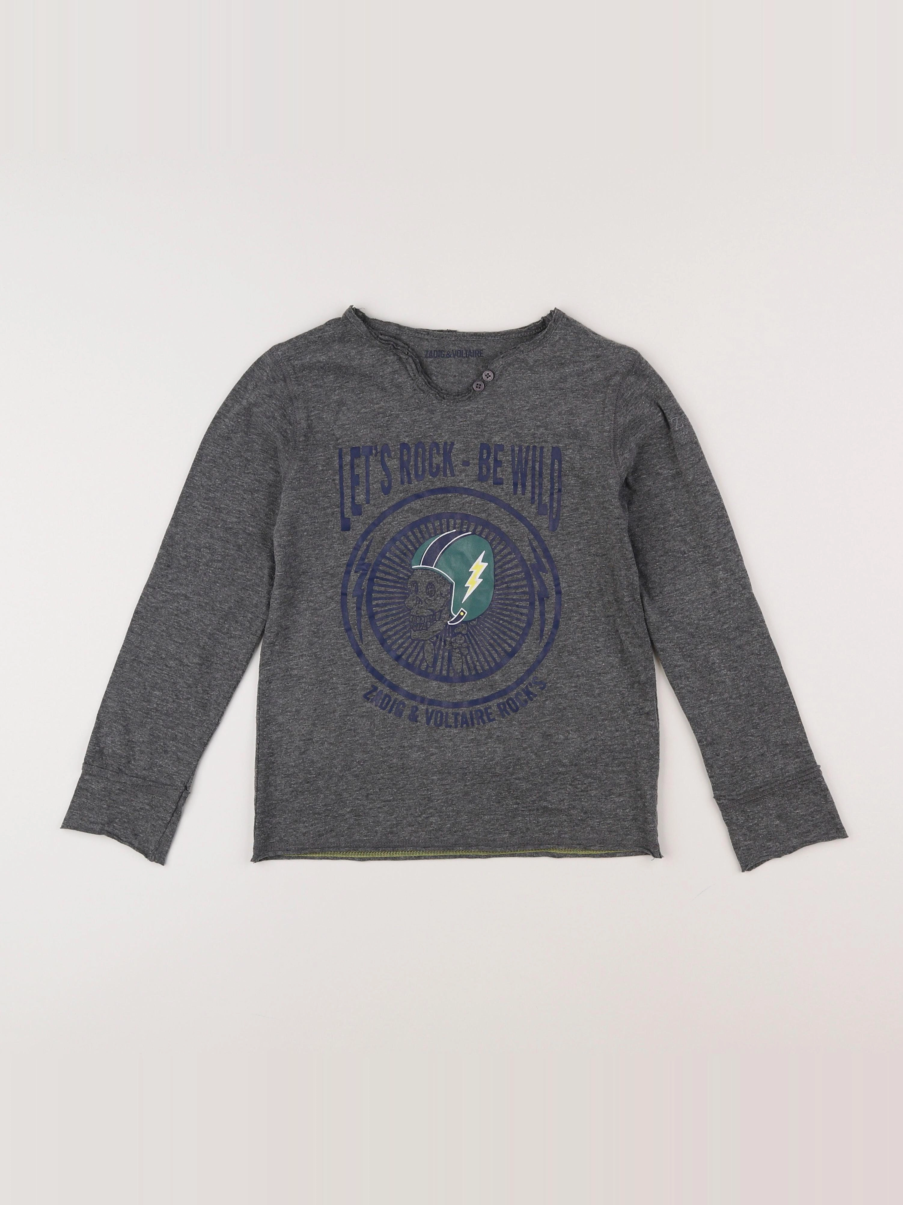 Zadig & Voltaire - tee-shirt gris - 8 ans