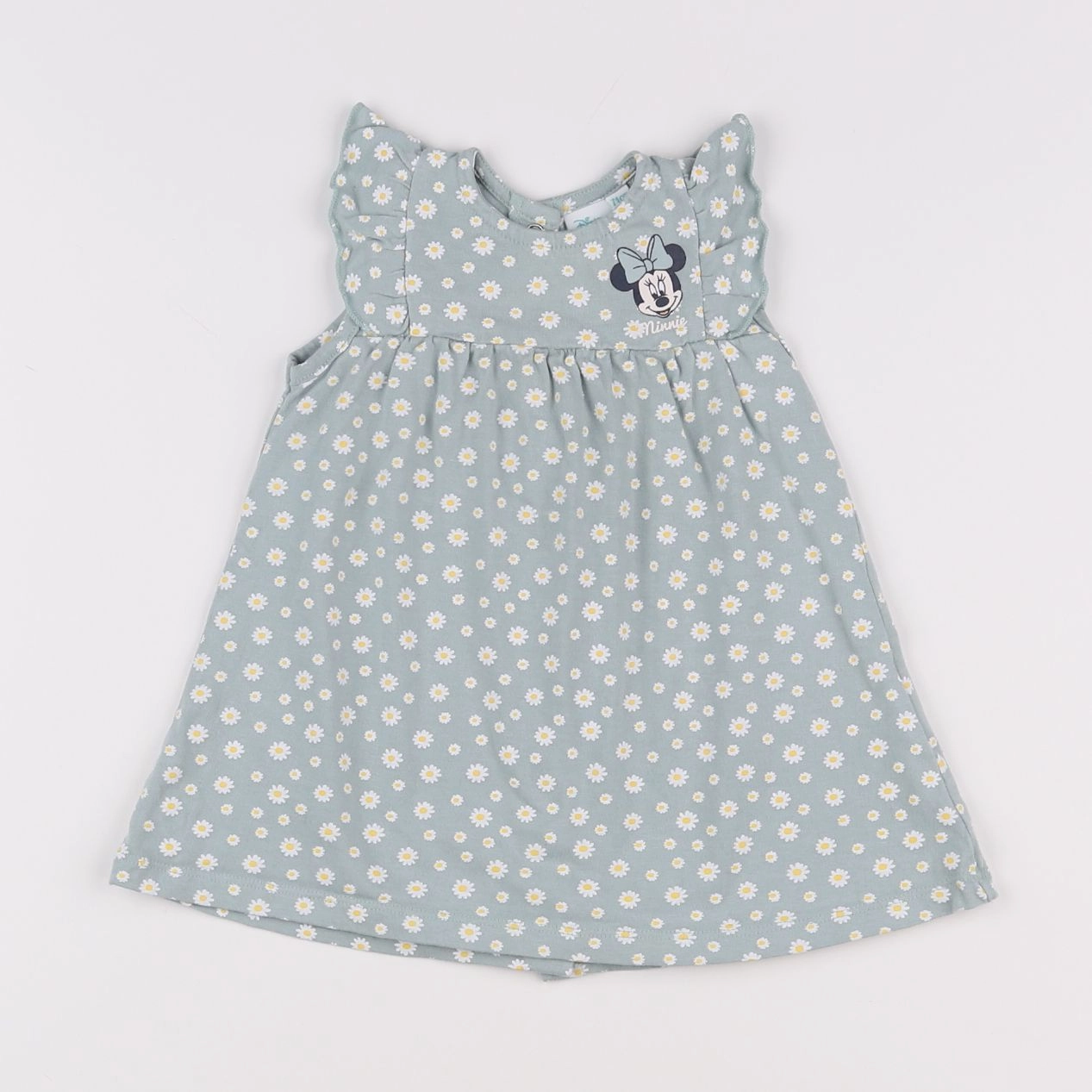 Vertbaudet - robe vert, blanc, jaune - 9 mois