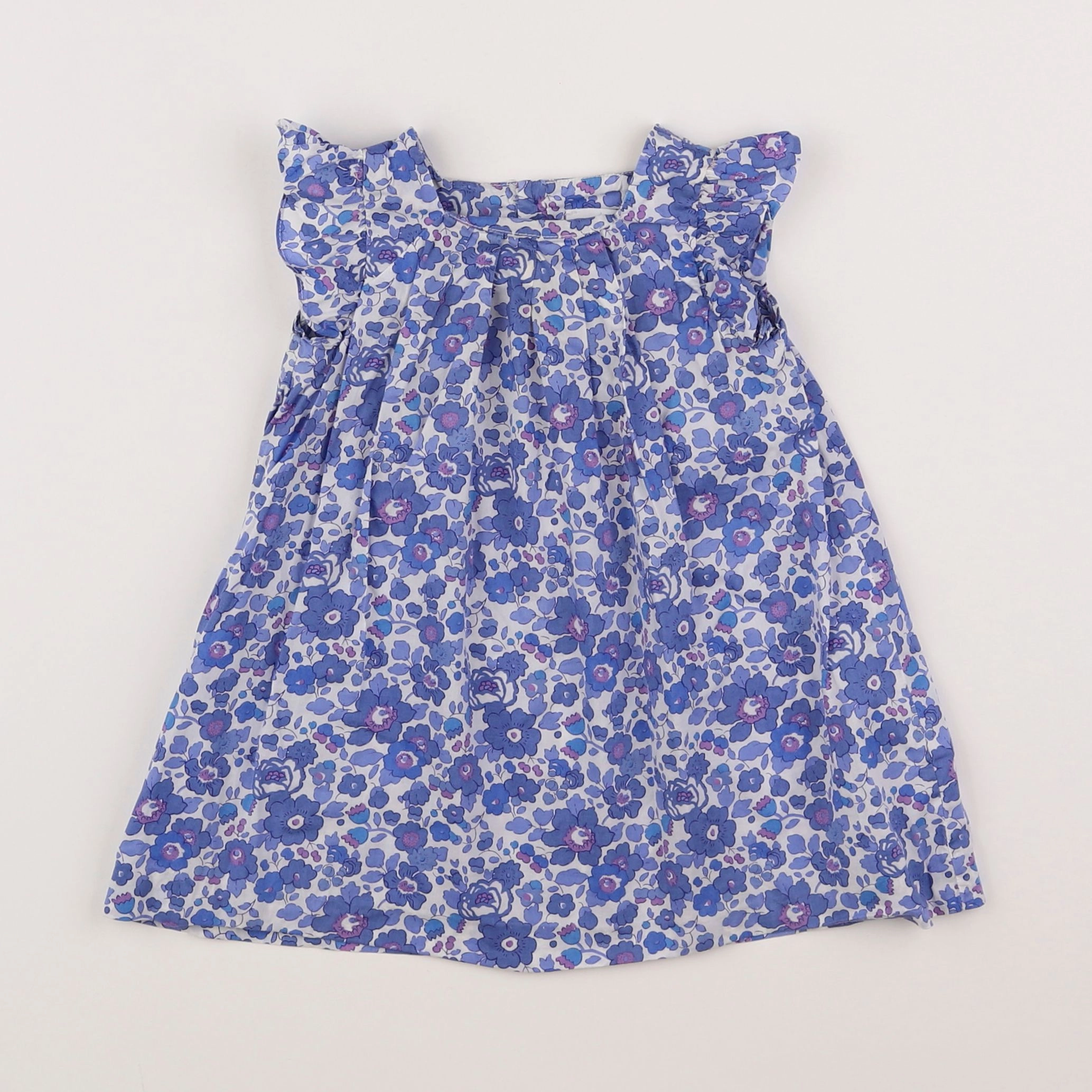 Jacadi - robe liberty bleu, blanc - 12 mois