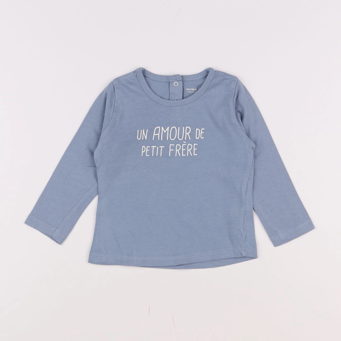 Vertbaudet - tee-shirt bleu, gris - 12 mois