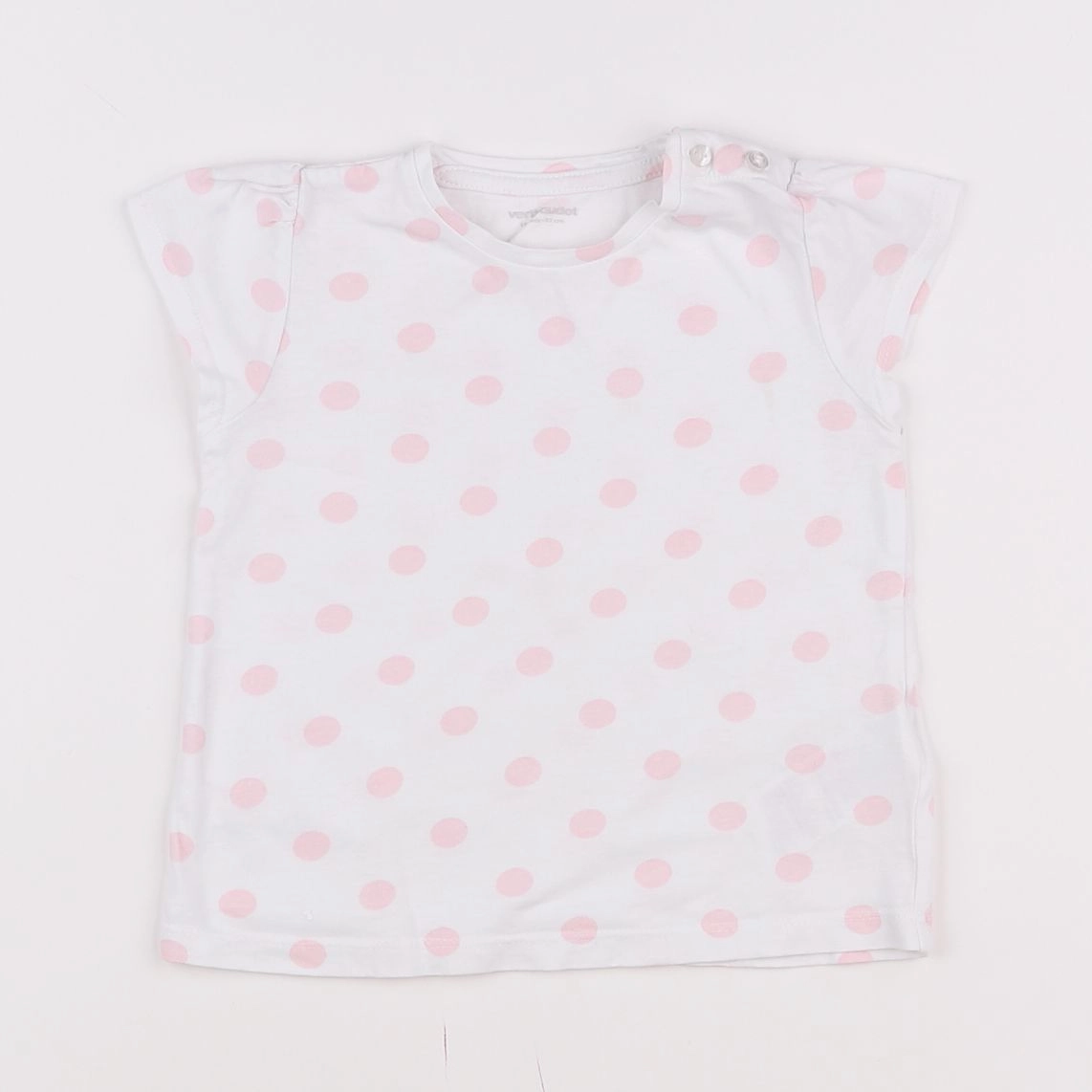 Vertbaudet - tee-shirt blanc, rose - 18 mois