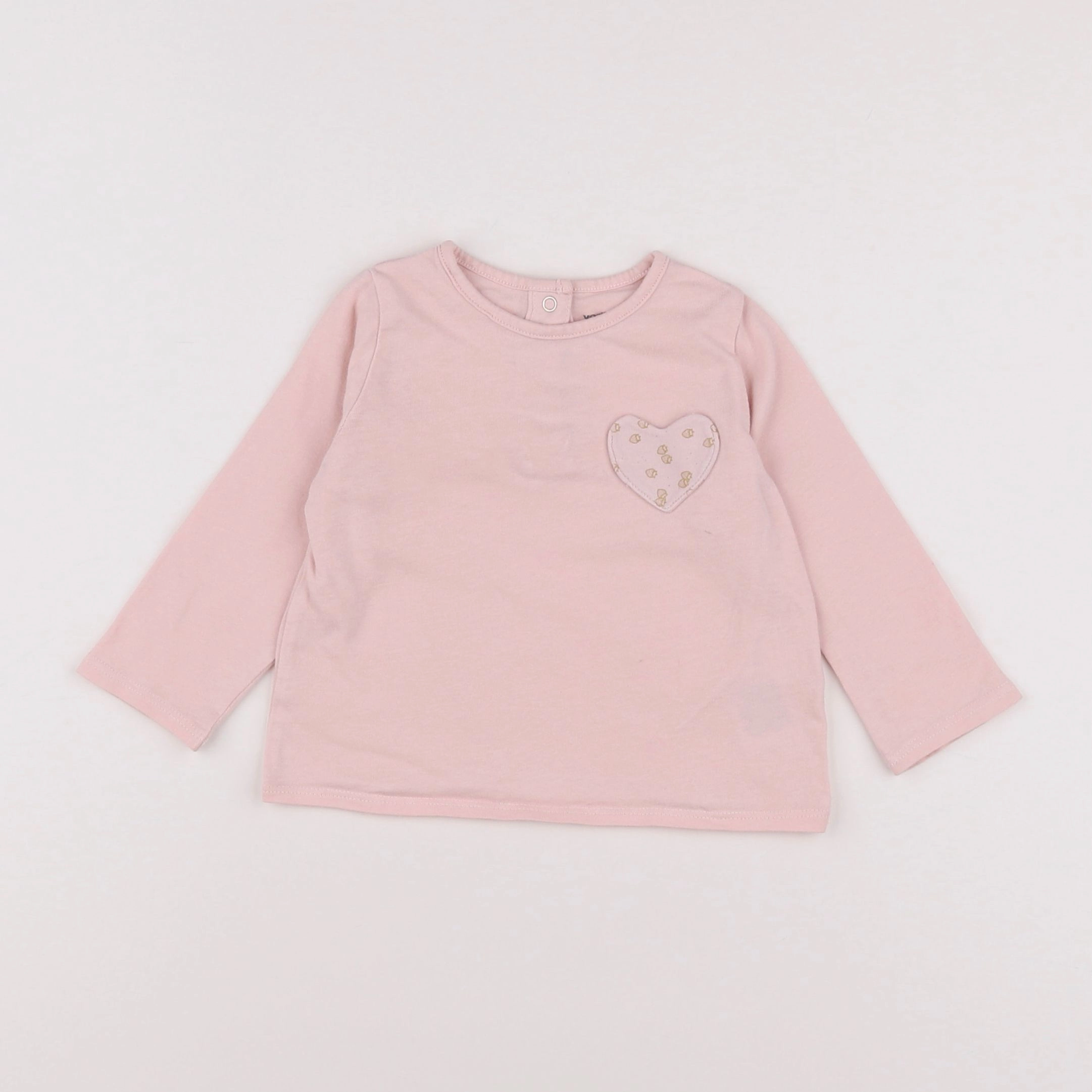 Vertbaudet - tee-shirt rose, or - 12 mois
