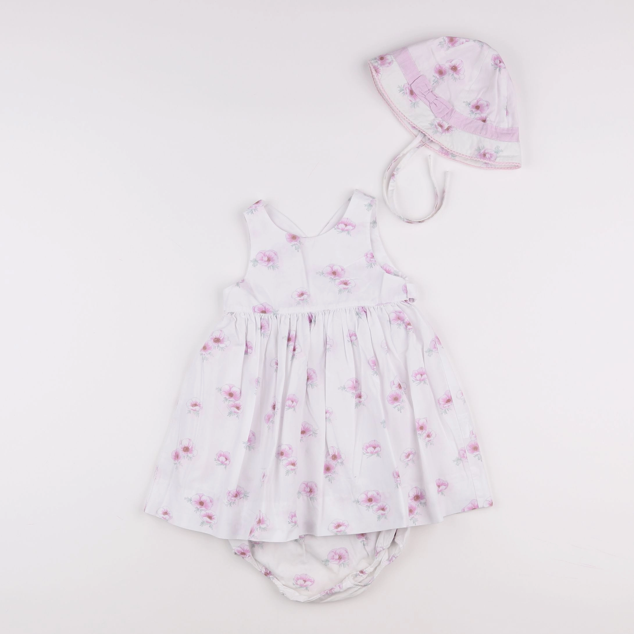 Jacadi - robe blanc, rose - 12 mois