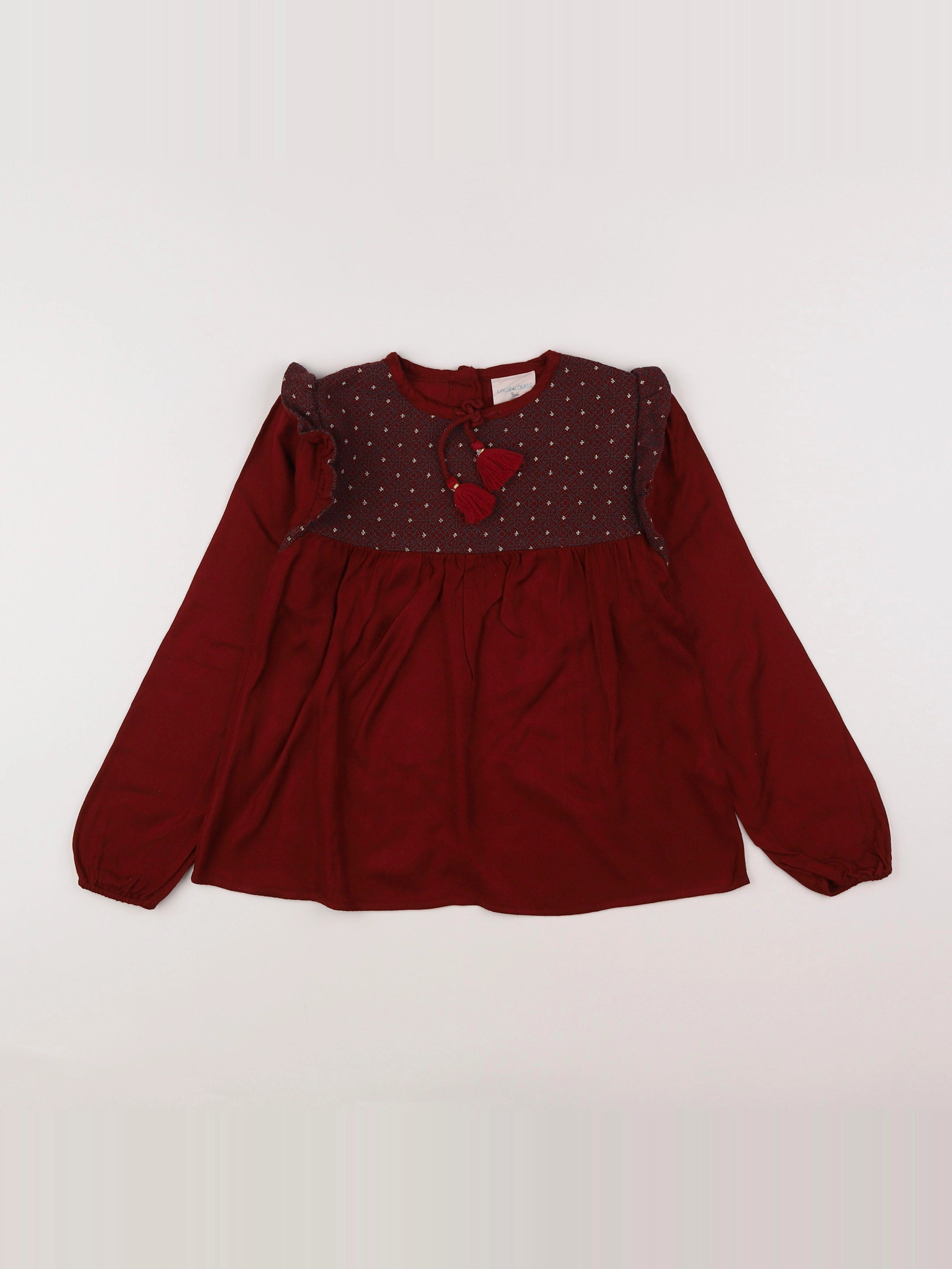 Louis Louise - blouse rouge, gris - 10 ans