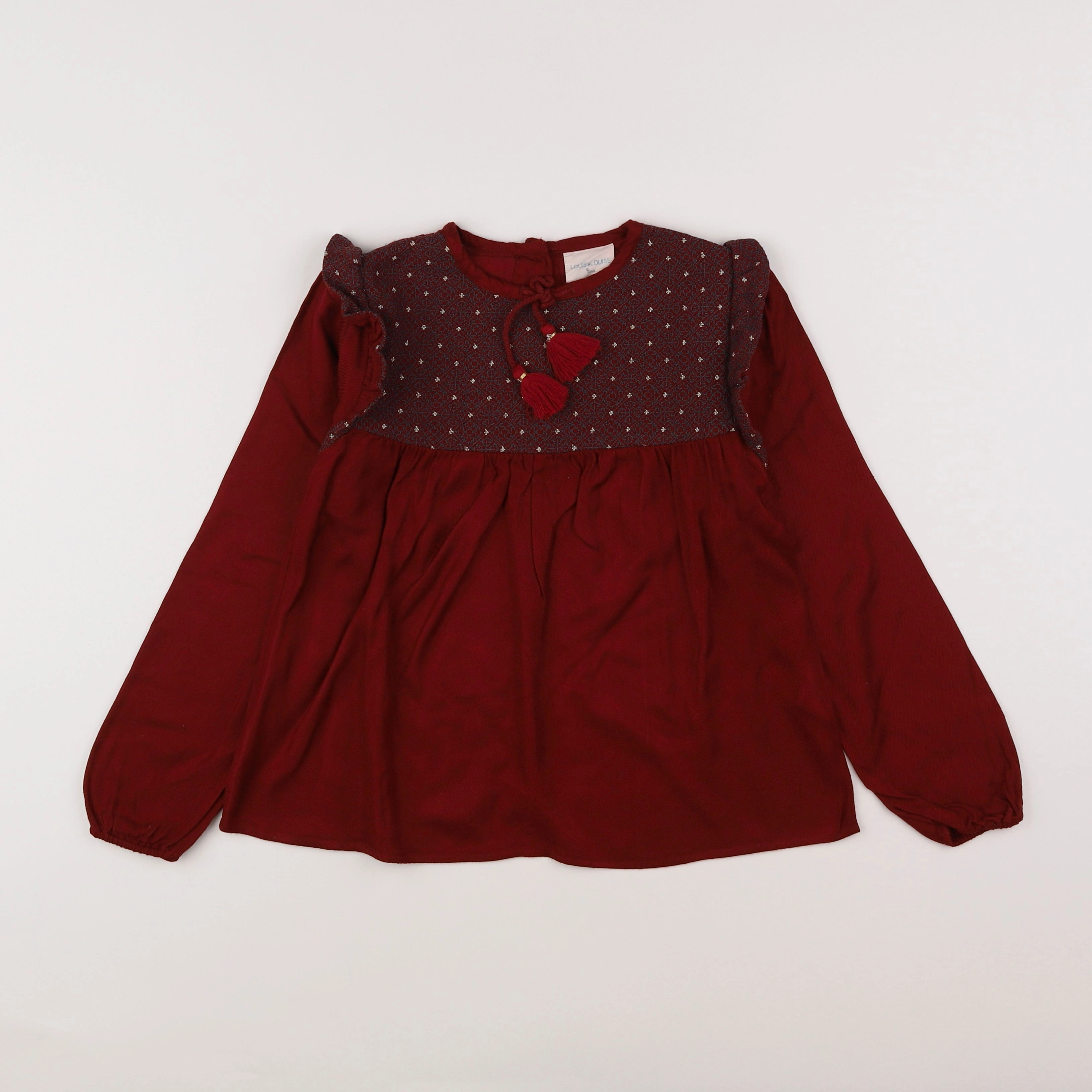 Louis Louise - blouse rouge, gris - 10 ans