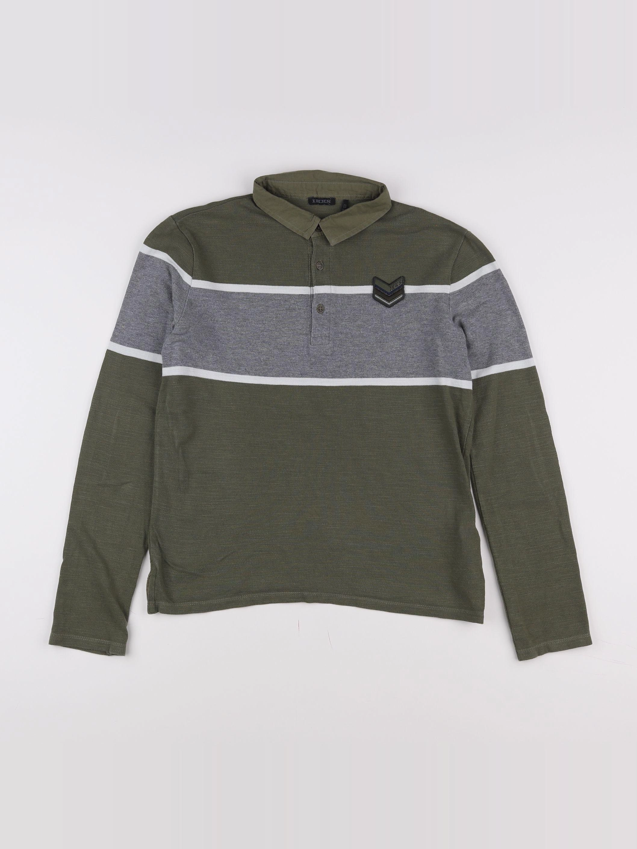 IKKS - polo vert, gris - 12 ans