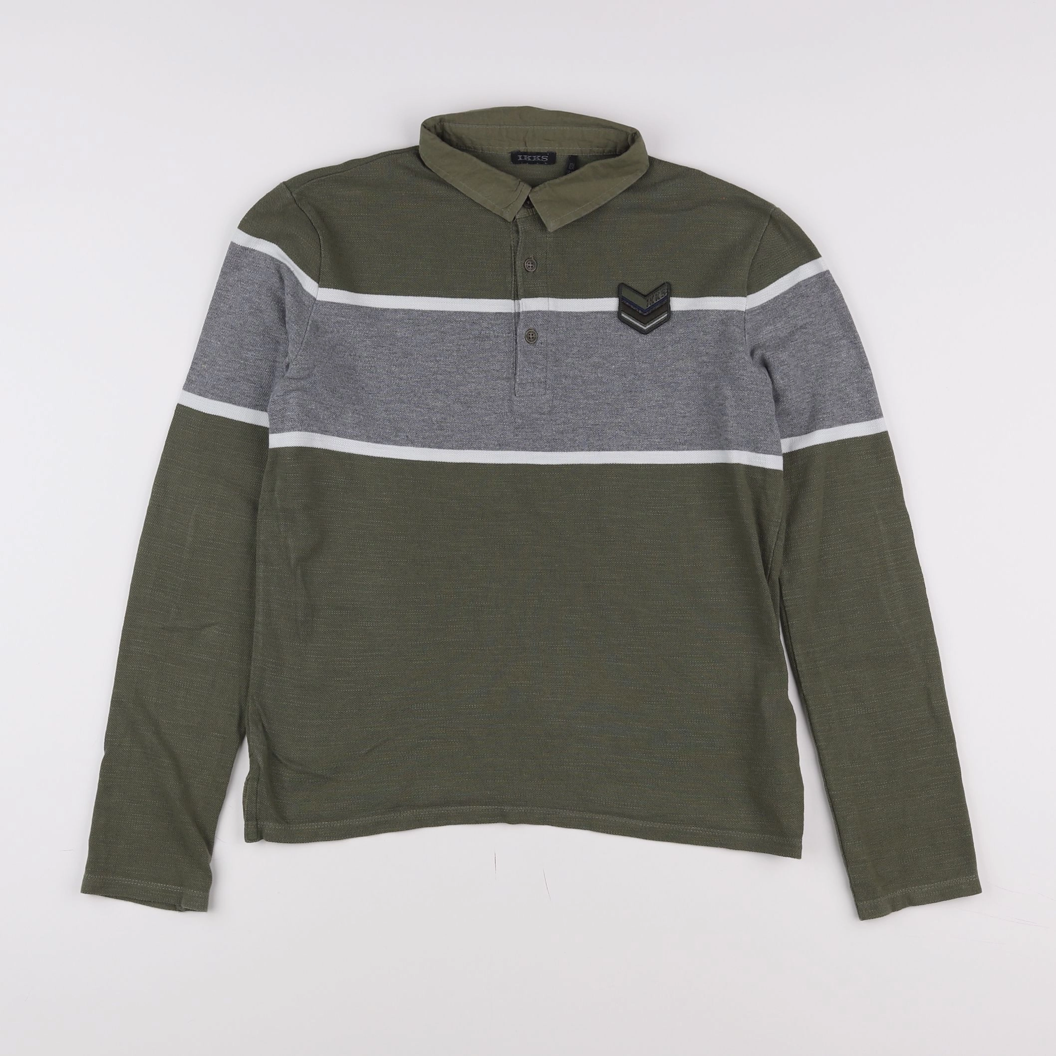 IKKS - polo vert, gris - 12 ans