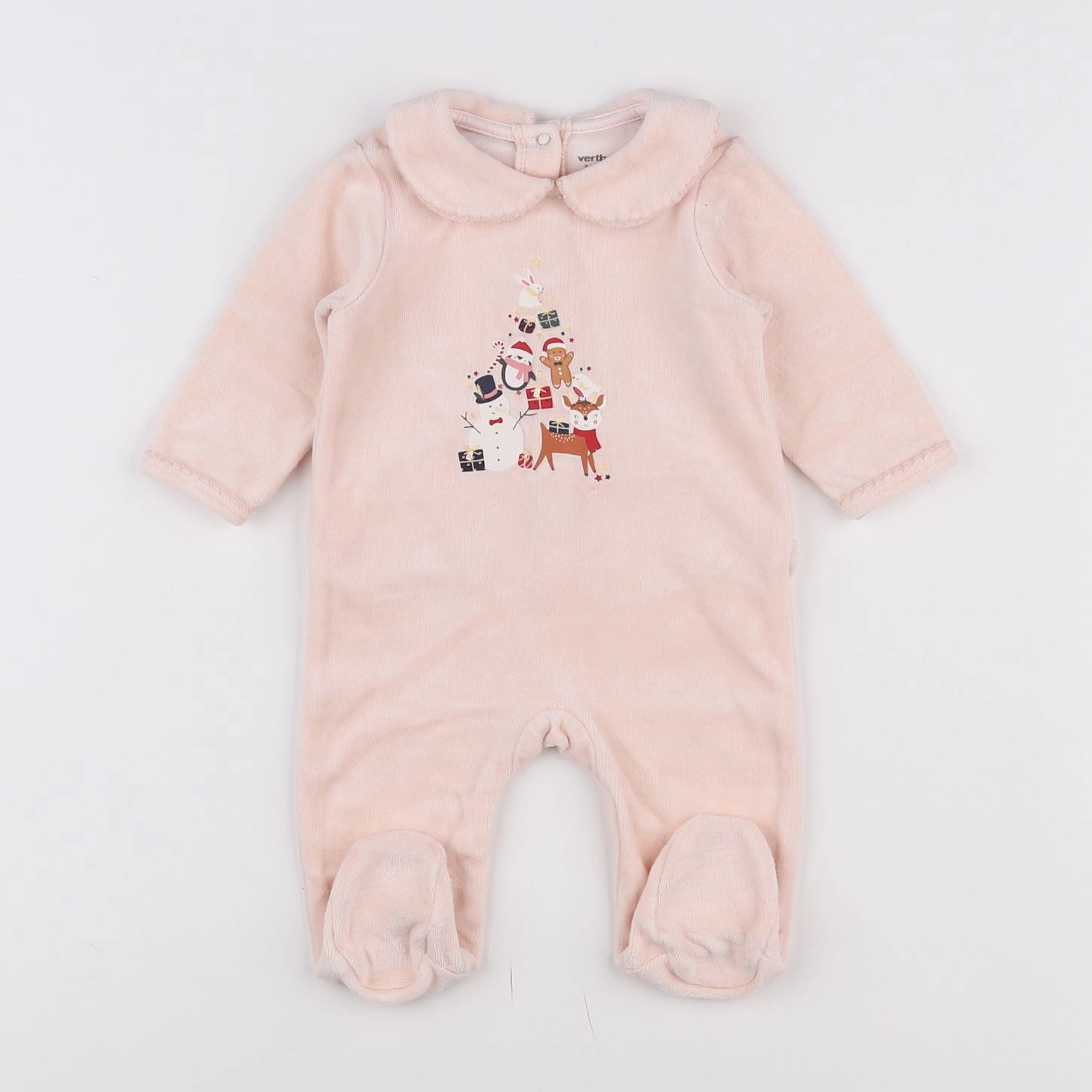 Vertbaudet - pyjama velours rose - 3 mois