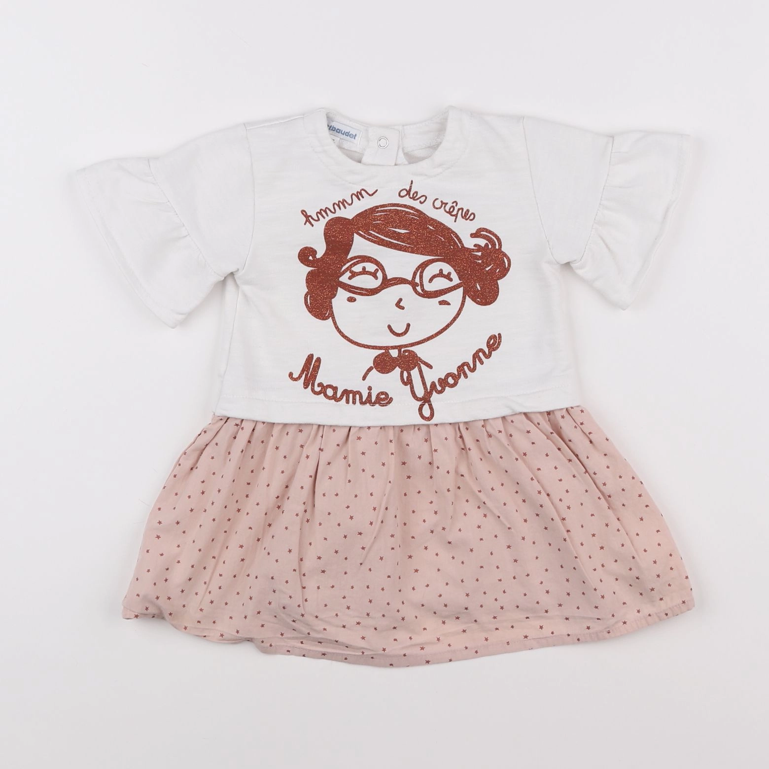 Vertbaudet - robe blanc, rose - 2 ans