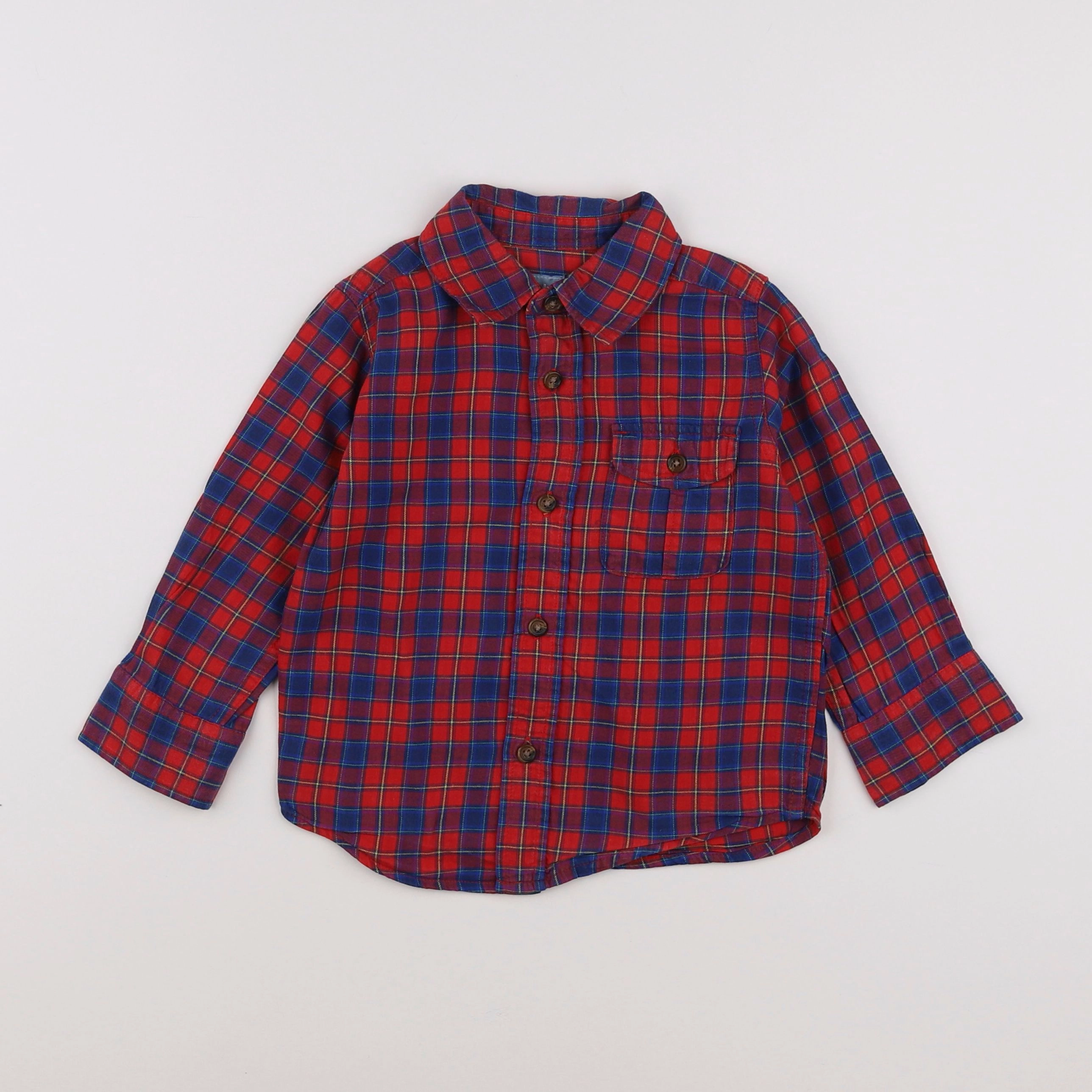 GAP - chemise bleu, rouge - 2 ans