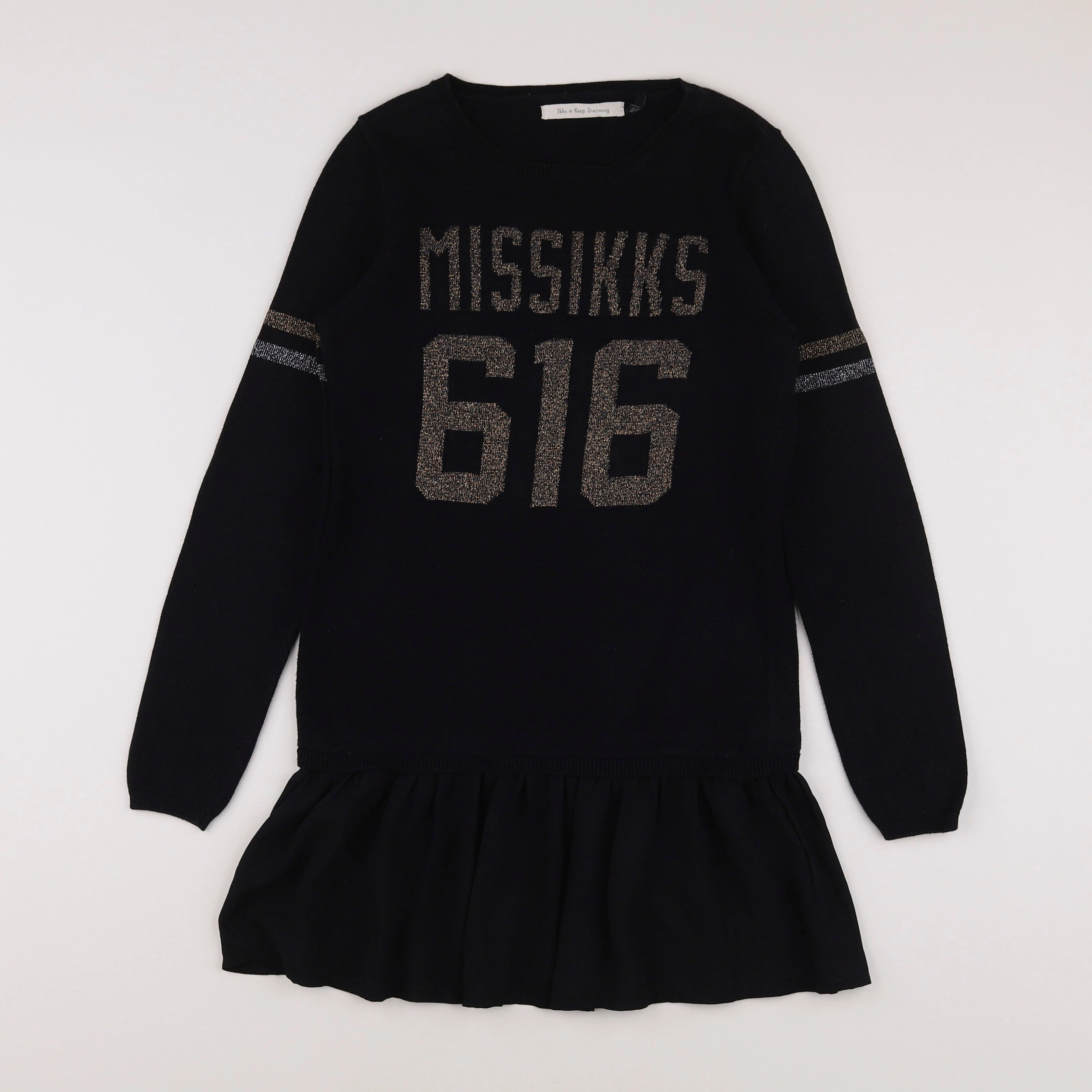 IKKS - robe noir, or, argent - 10 ans