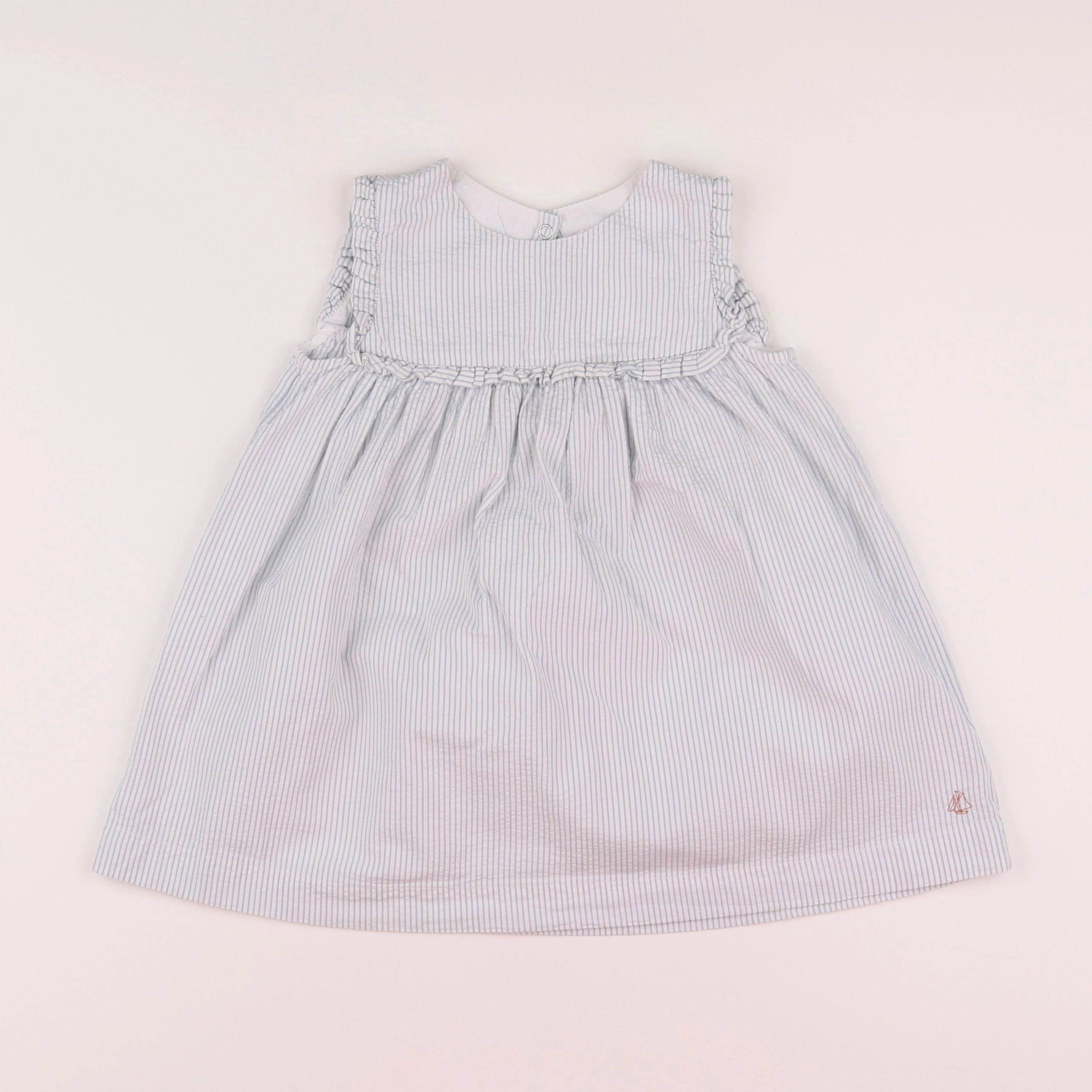 Petit Bateau - robe blanc, bleu - 2 ans
