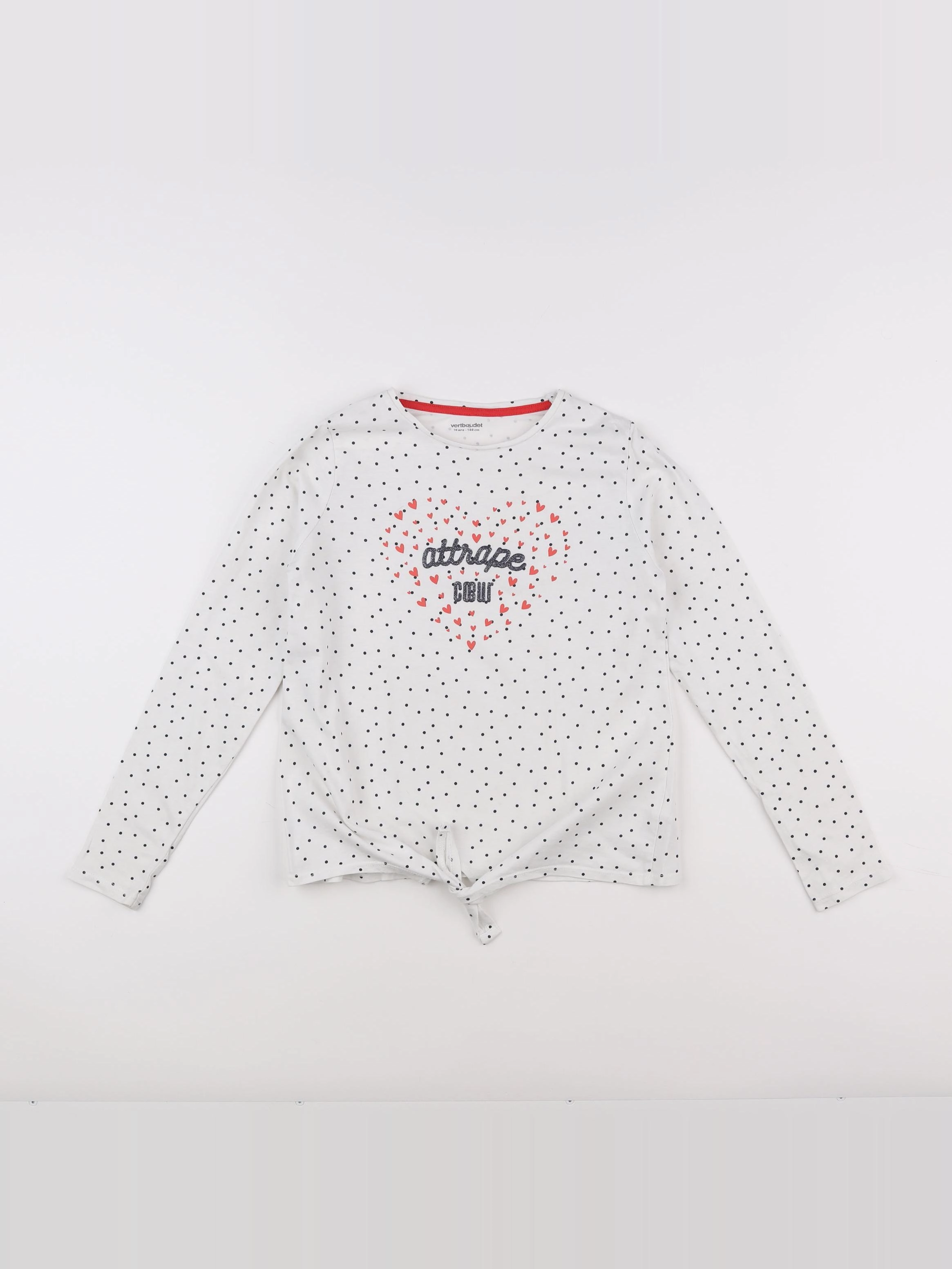 Vertbaudet - tee-shirt blanc, bleu - 10 ans
