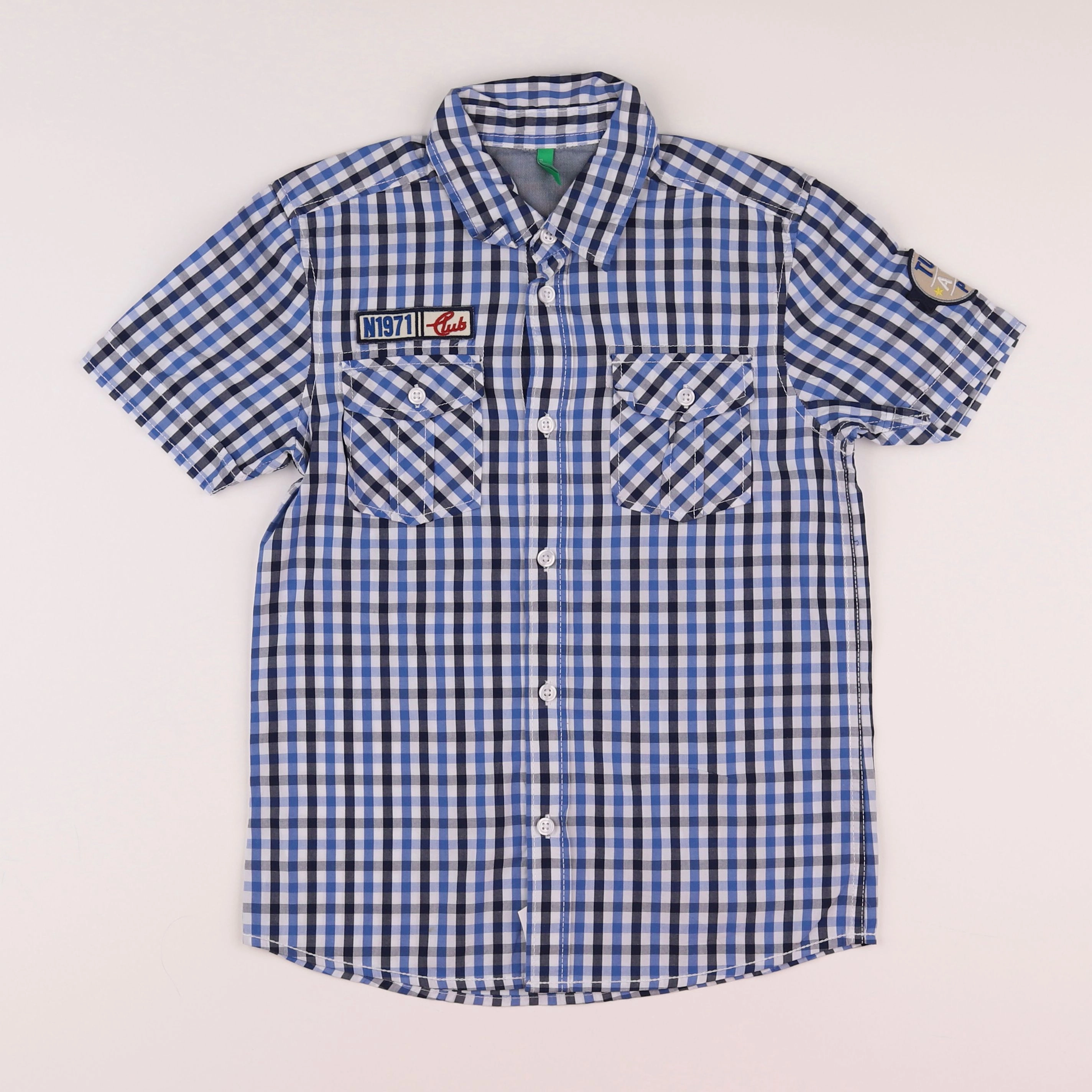 Benetton - chemise bleu - 8/9 ans