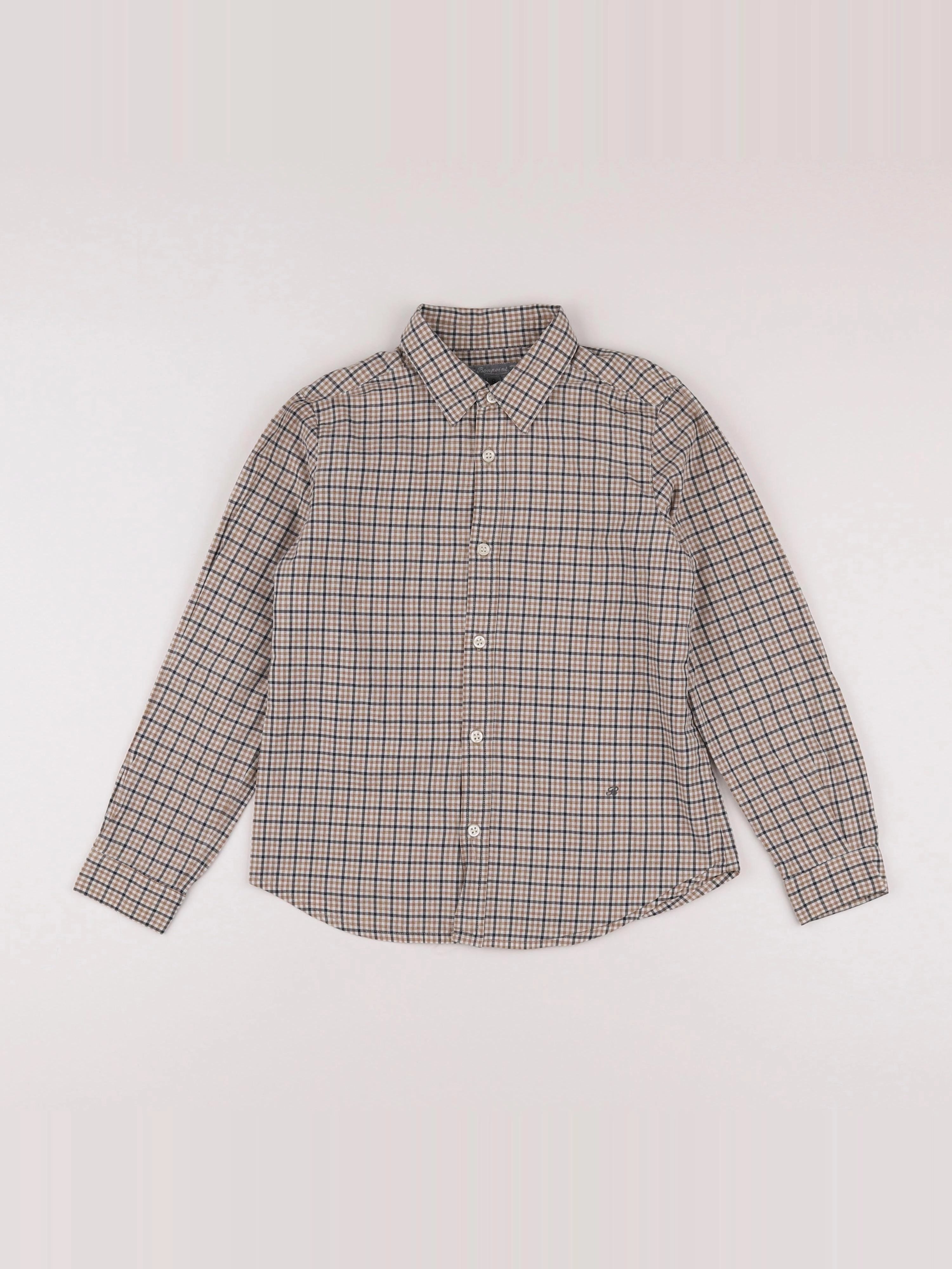 Bonpoint - chemise bleu, marron - 8 ans