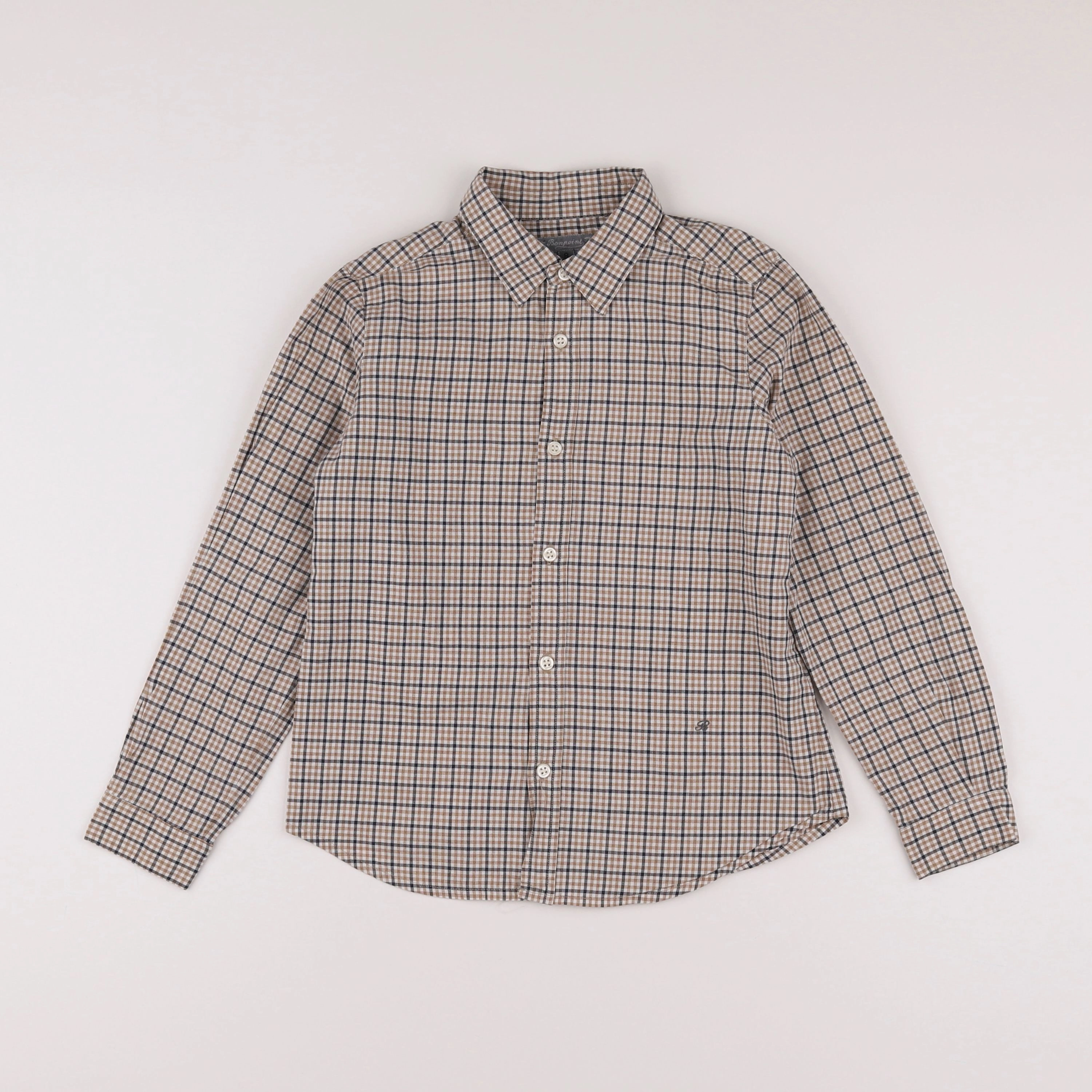 Bonpoint - chemise bleu, marron - 8 ans