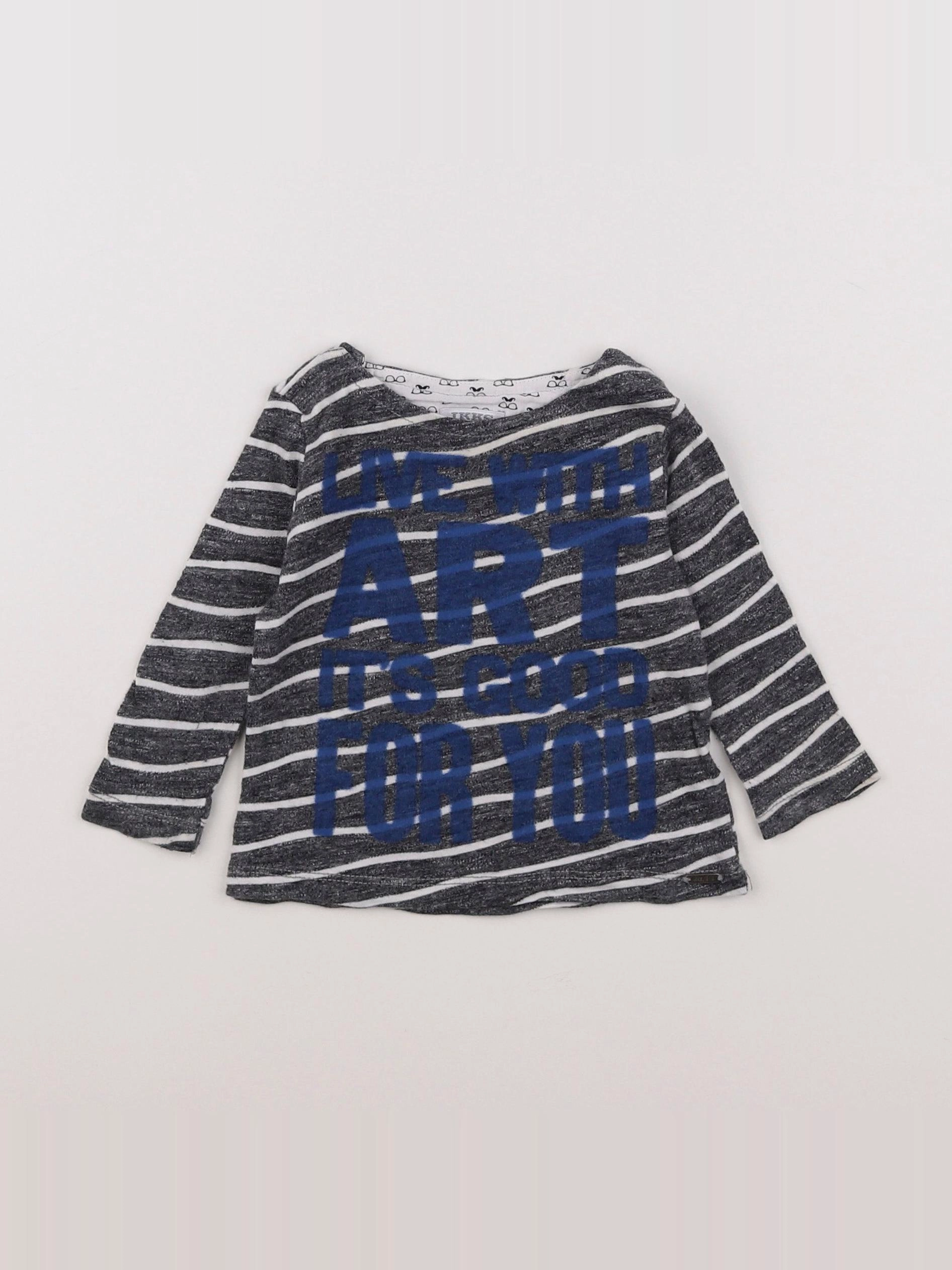 IKKS - tee-shirt gris, bleu - 6 mois