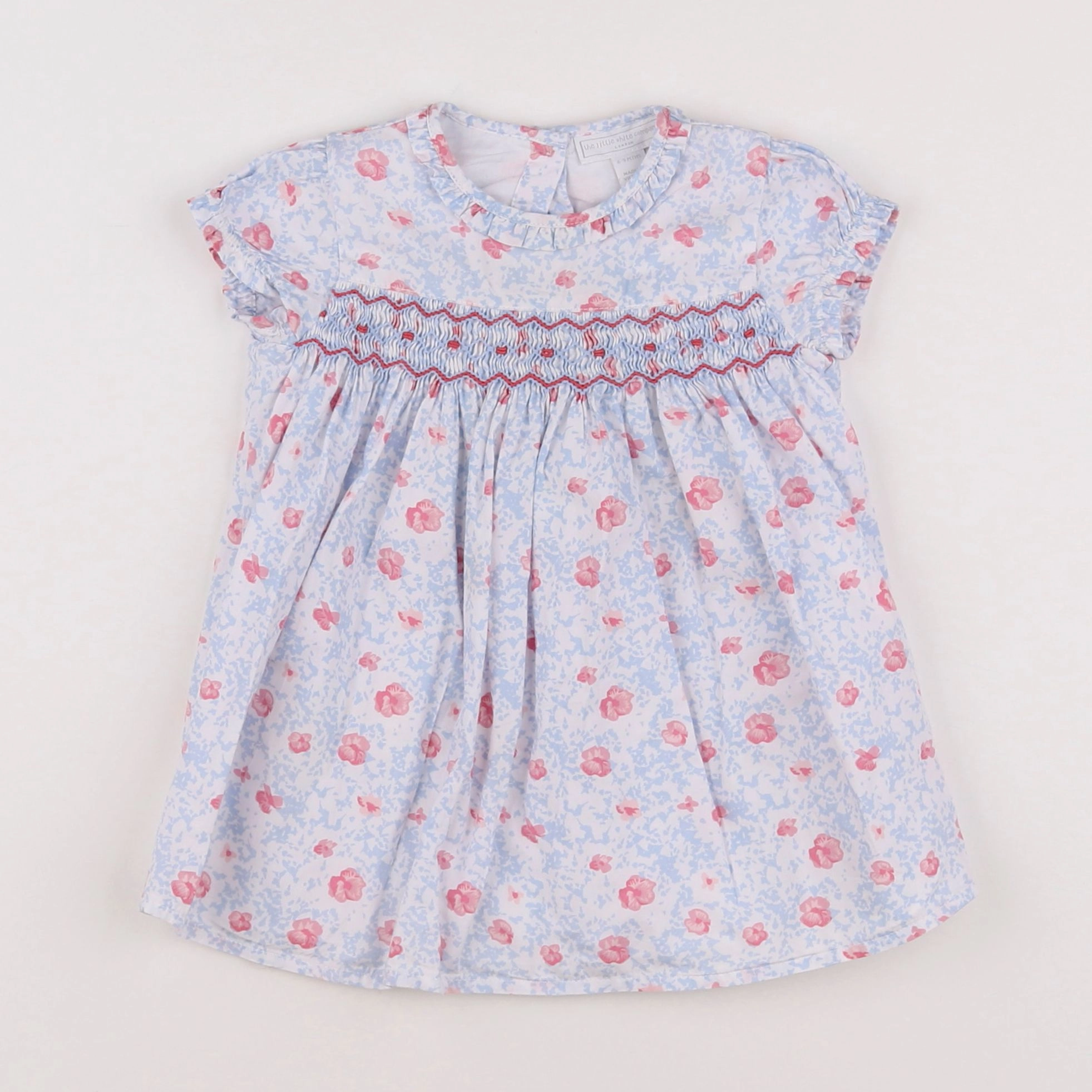 The little white company - robe bleu, rose - 6/9 mois