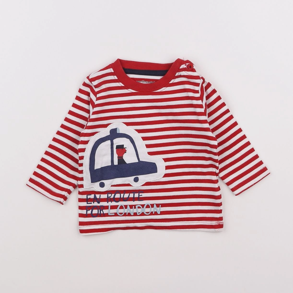 Vertbaudet - tee-shirt blanc, rouge - 3 mois