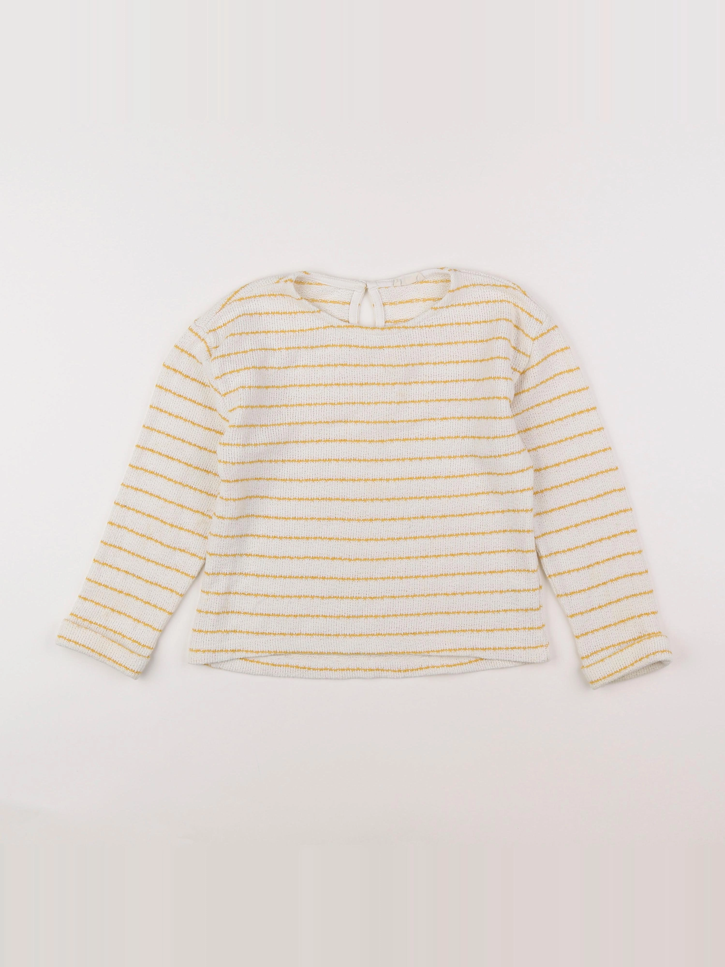 Little Cigogne - pull jaune, blanc - 8 ans
