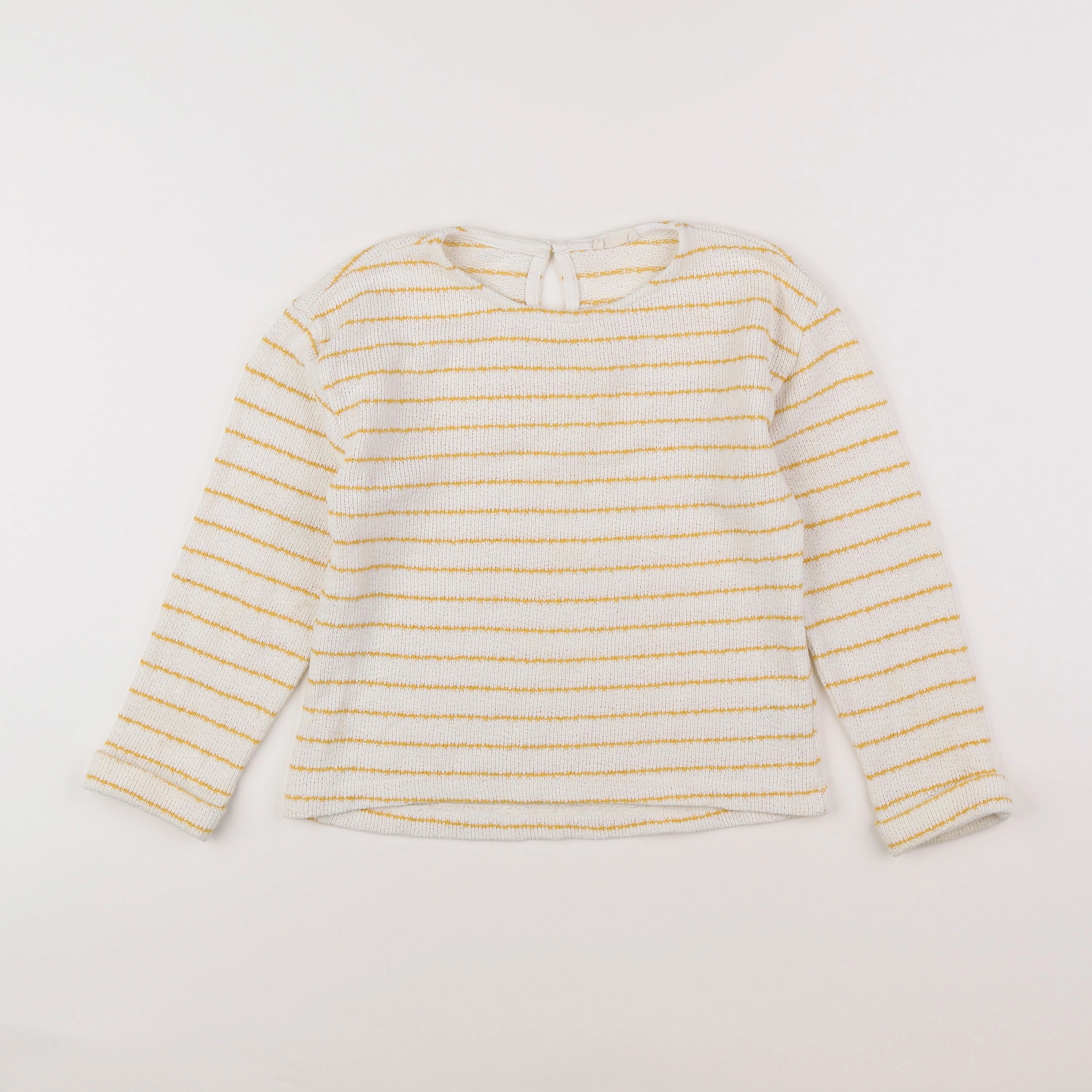 Little Cigogne - pull jaune, blanc - 8 ans