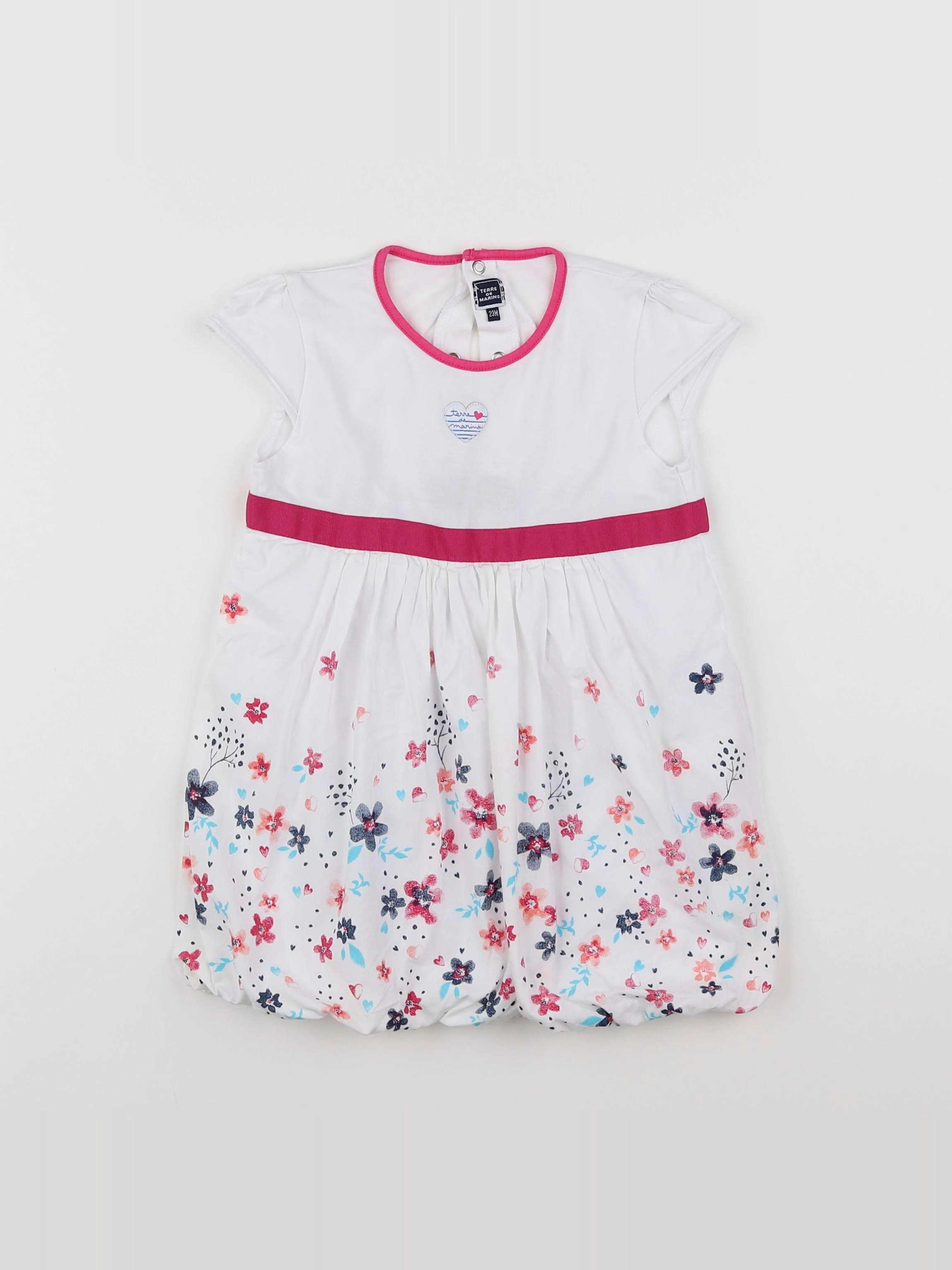 Terre de marins - robe blanc, rose - 2 ans