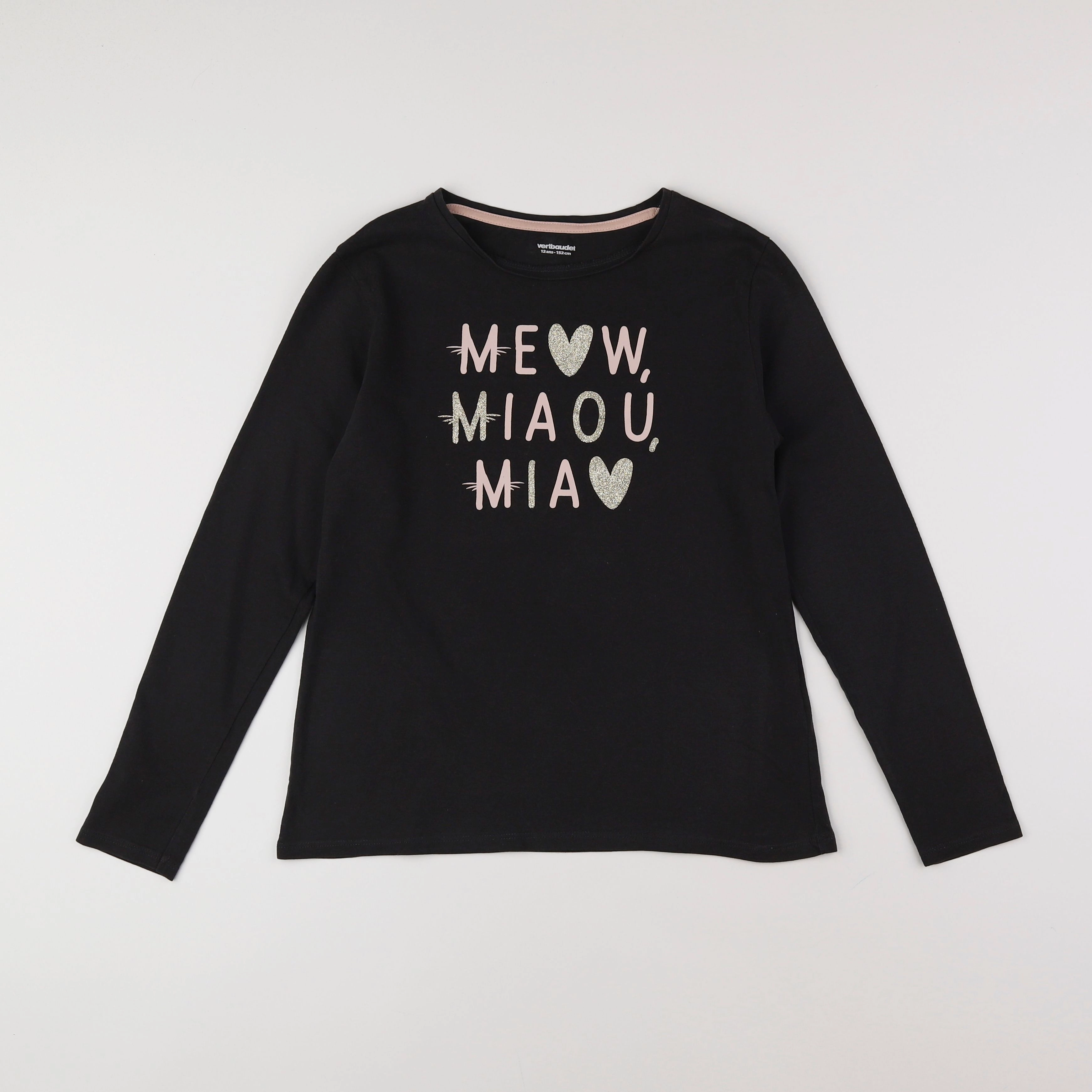 Vertbaudet - tee-shirt noir, or - 12 ans